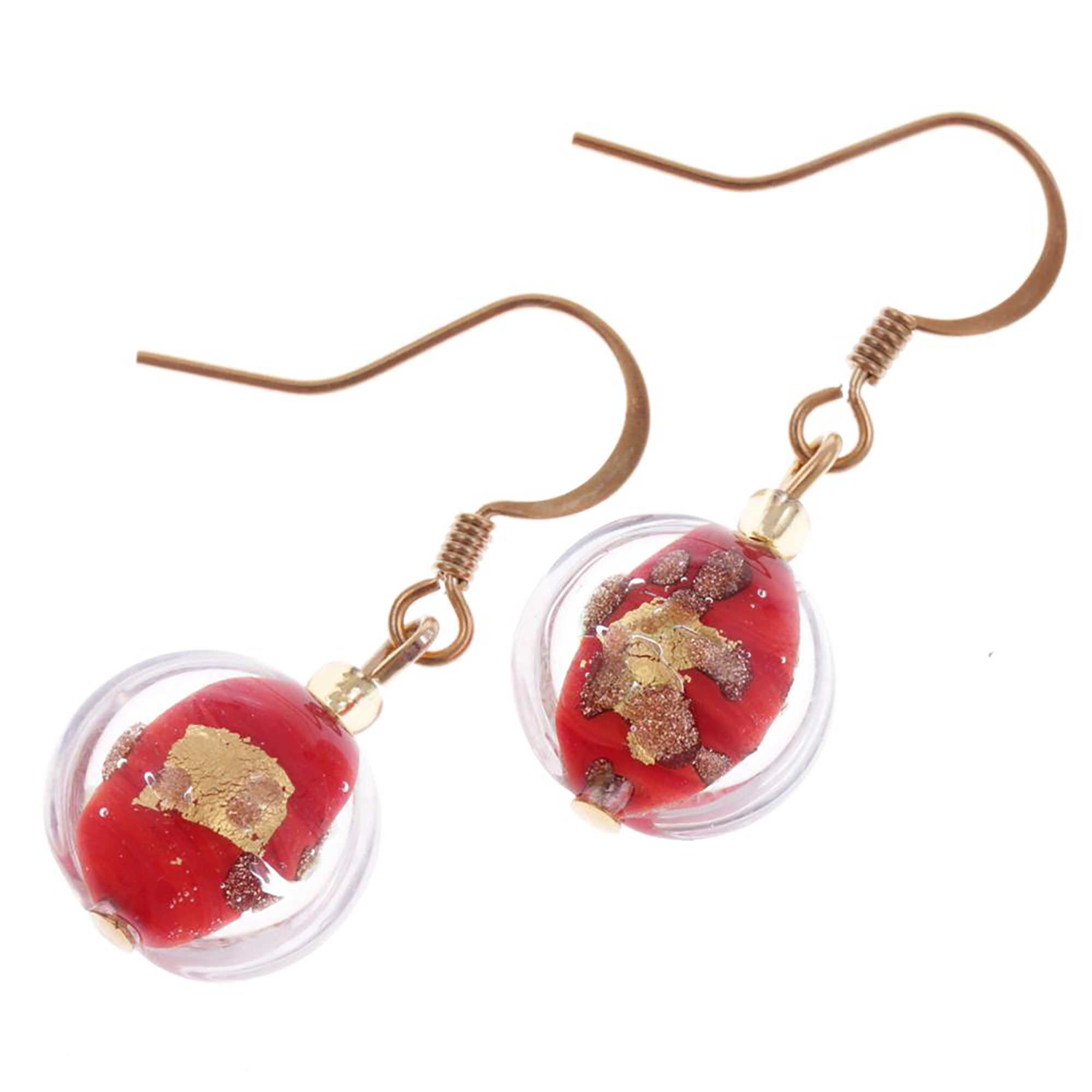 Ohrhaken "Seattle" Murano Glas Ohrschmuck-rot
