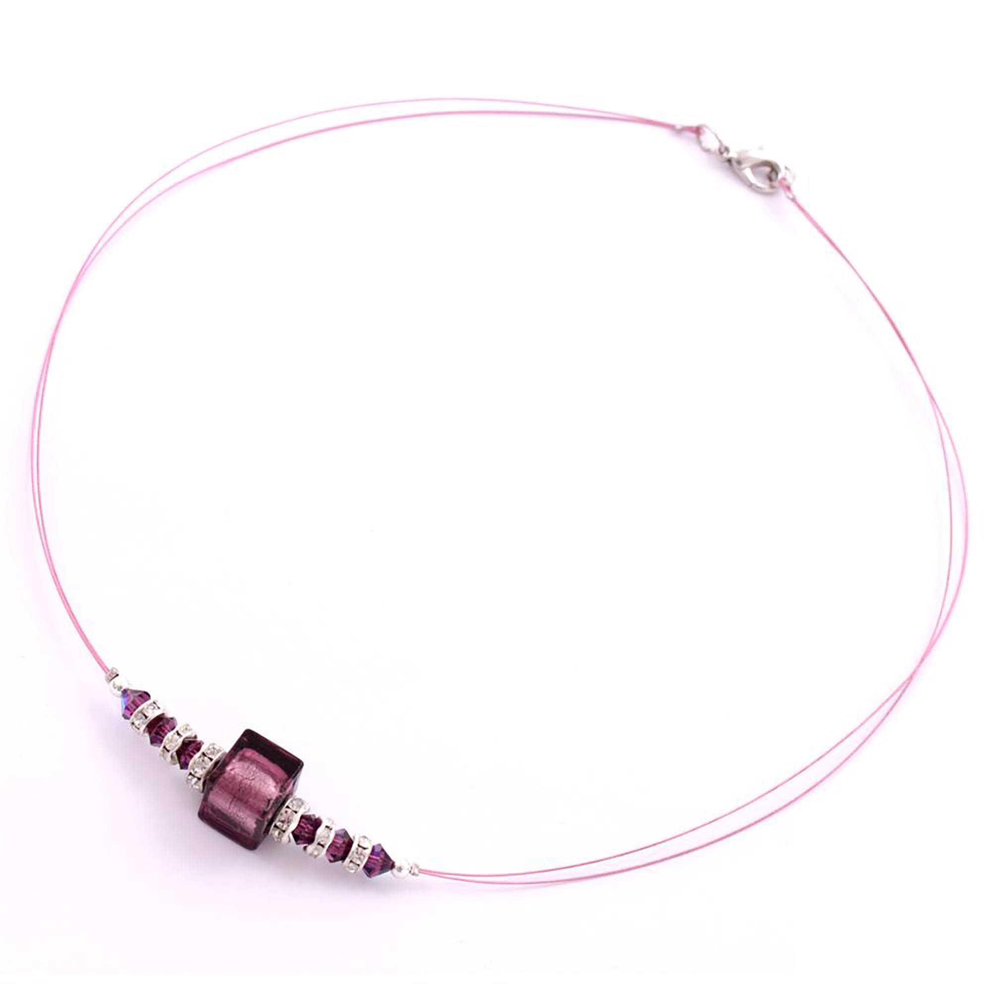 Collier Murano Glas "Udine" Halskette-amethist-silber