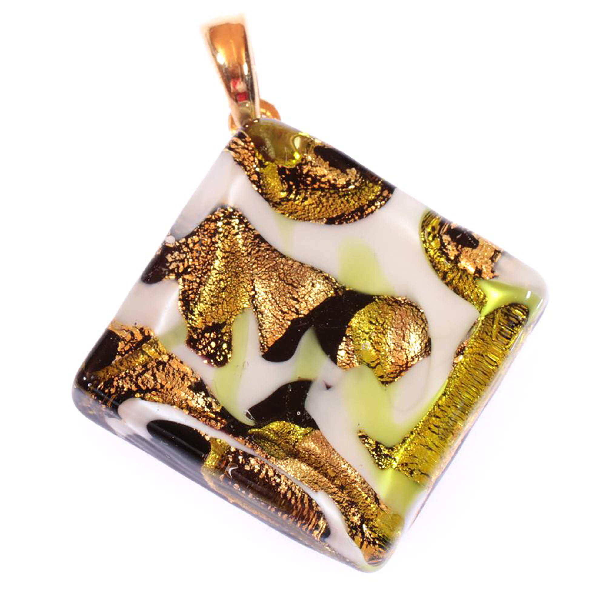 Muranoglas Anhänger "Celine"-grün-gold