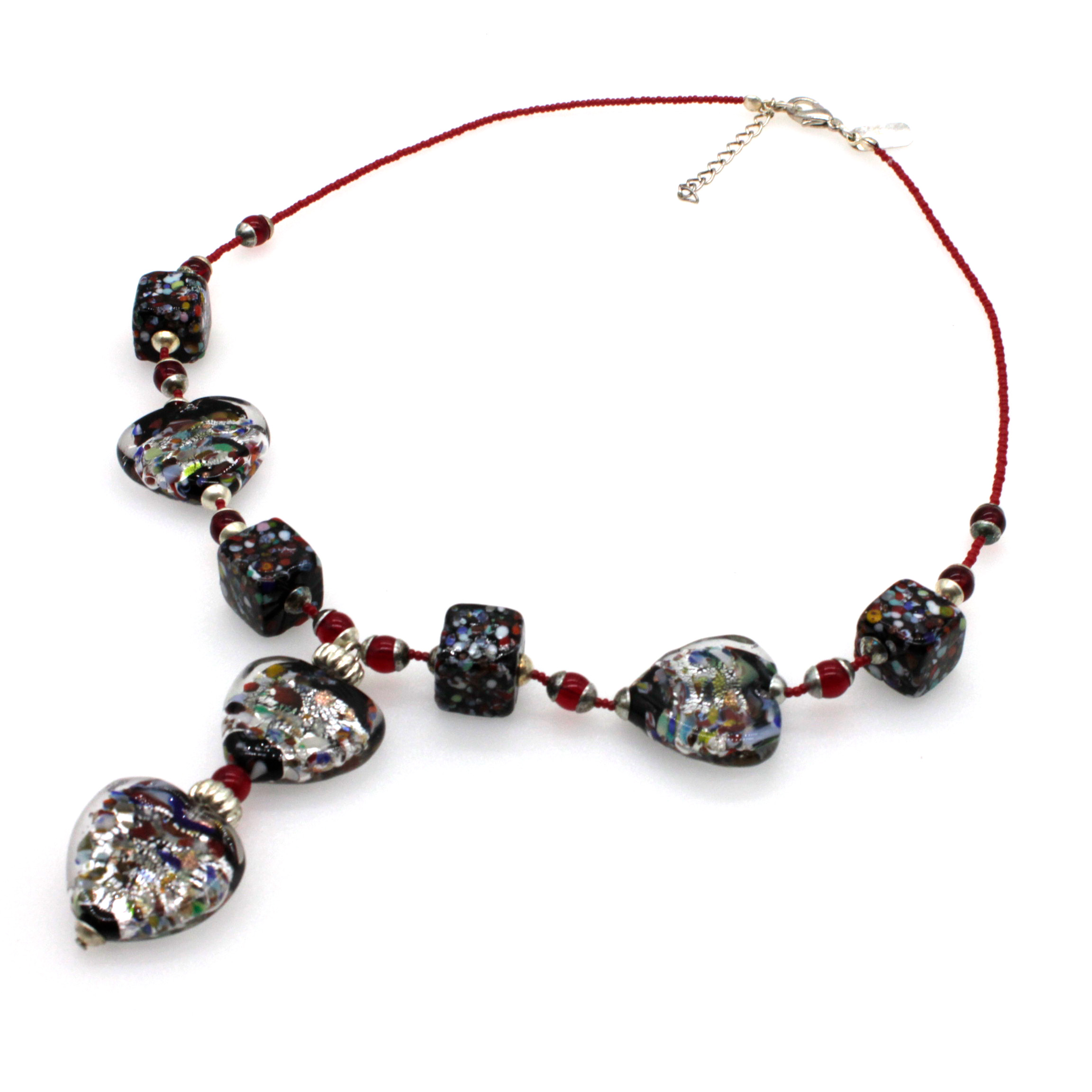 Collier Gio - echtes Muranoglas - bunt silber Collier Gio - echtes Muranoglas - bunt silber