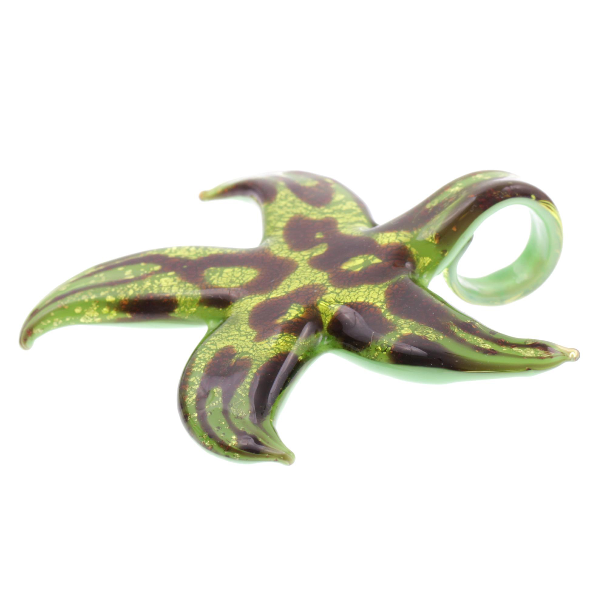 Murano Glas Seestern "Facella" Anhänger-grün schwarz