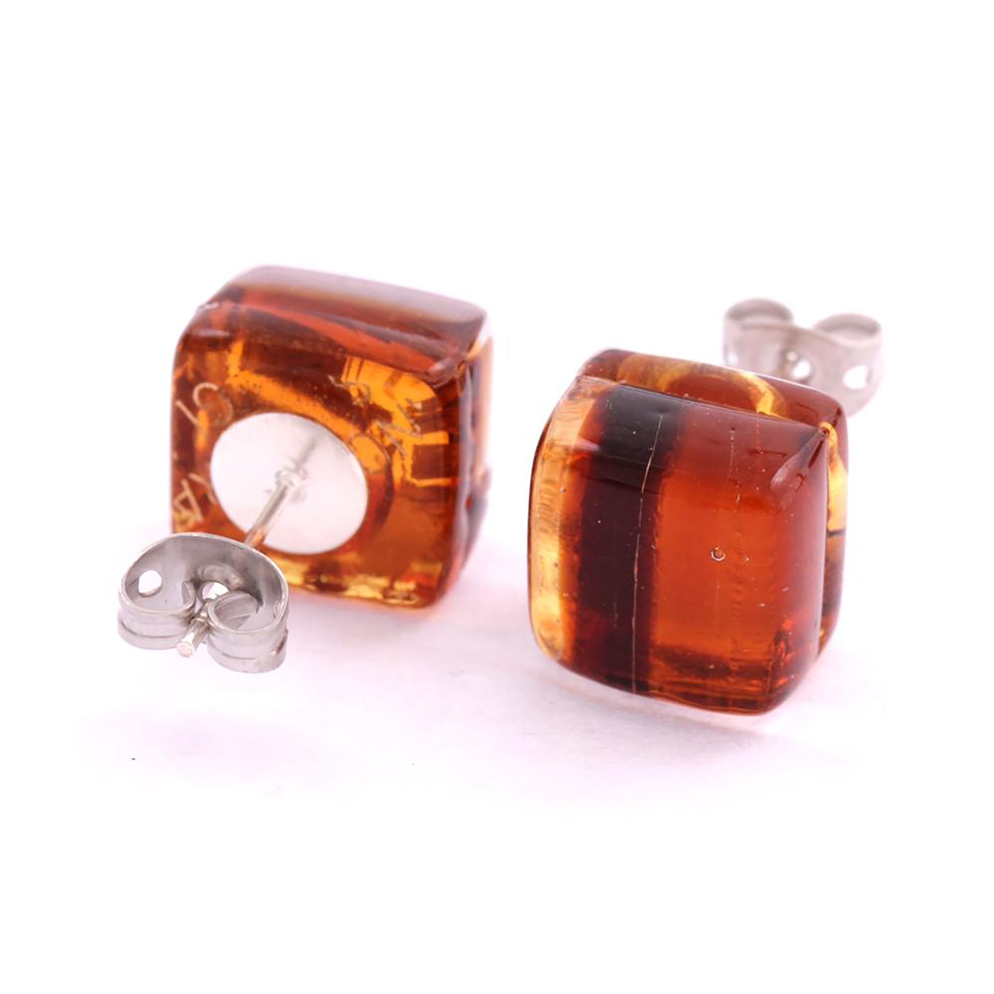 Ohrstecker Murano Glas "Jolanda" Ohrschmuck-amber streifen
