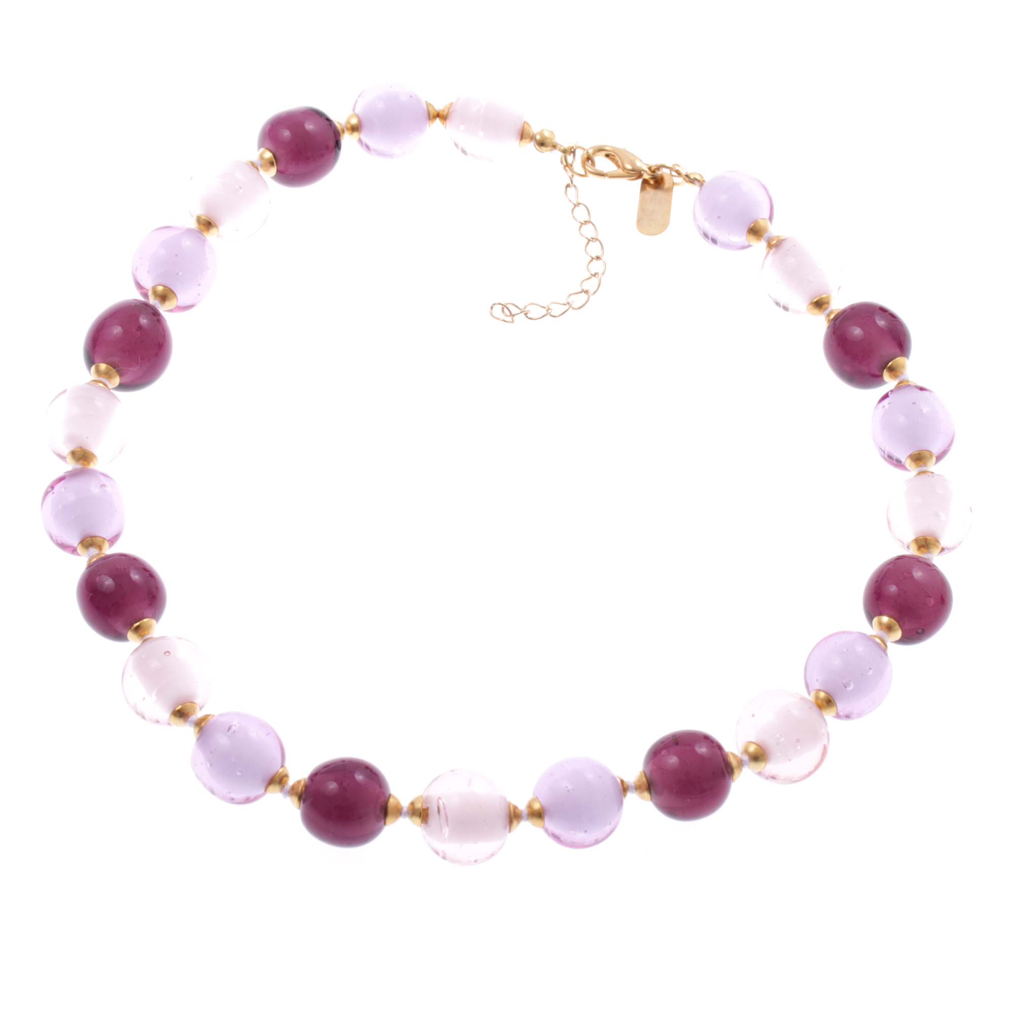 Kugel Collier "Verona" Murano Glas Halskette -lila gold