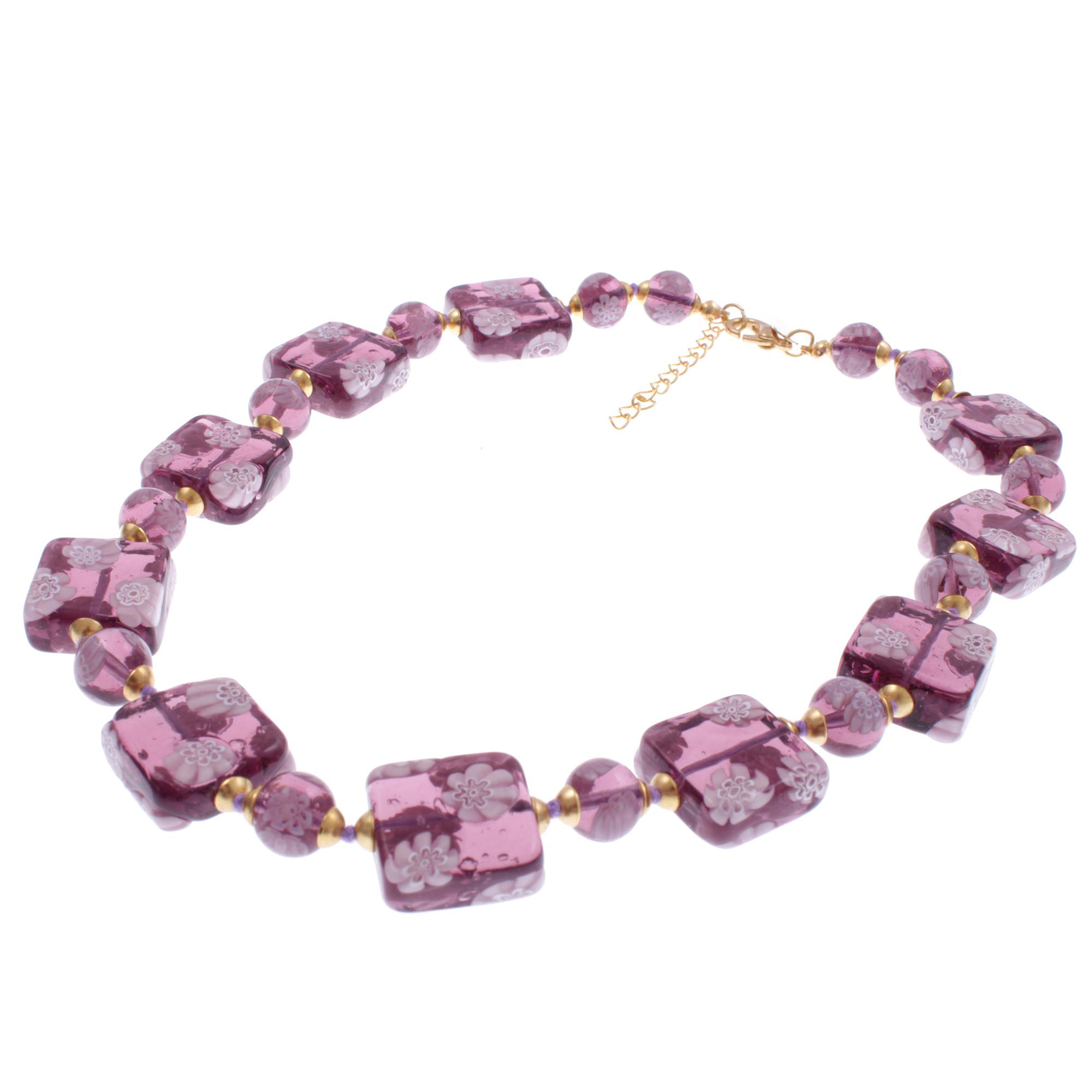 Murano Glas Collier "Melchior " Halskette-amethist-gold