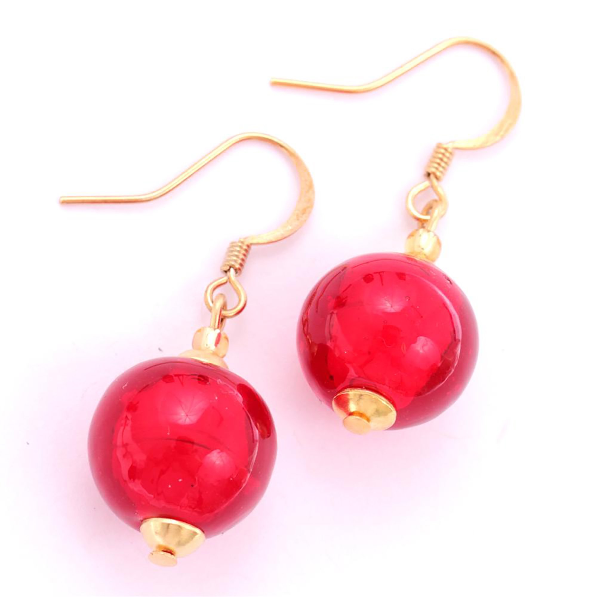 Murano Glas Ohrhänger "Verona" Ohrschmuck-rot gold