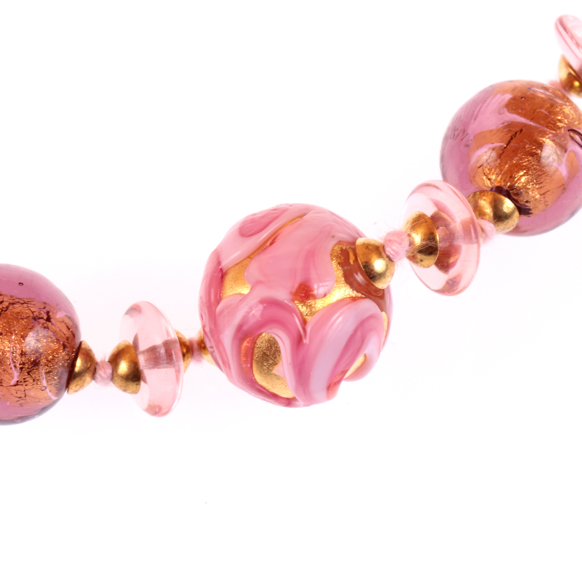 Muranoglas Collier "Inga"  rosa-gold
