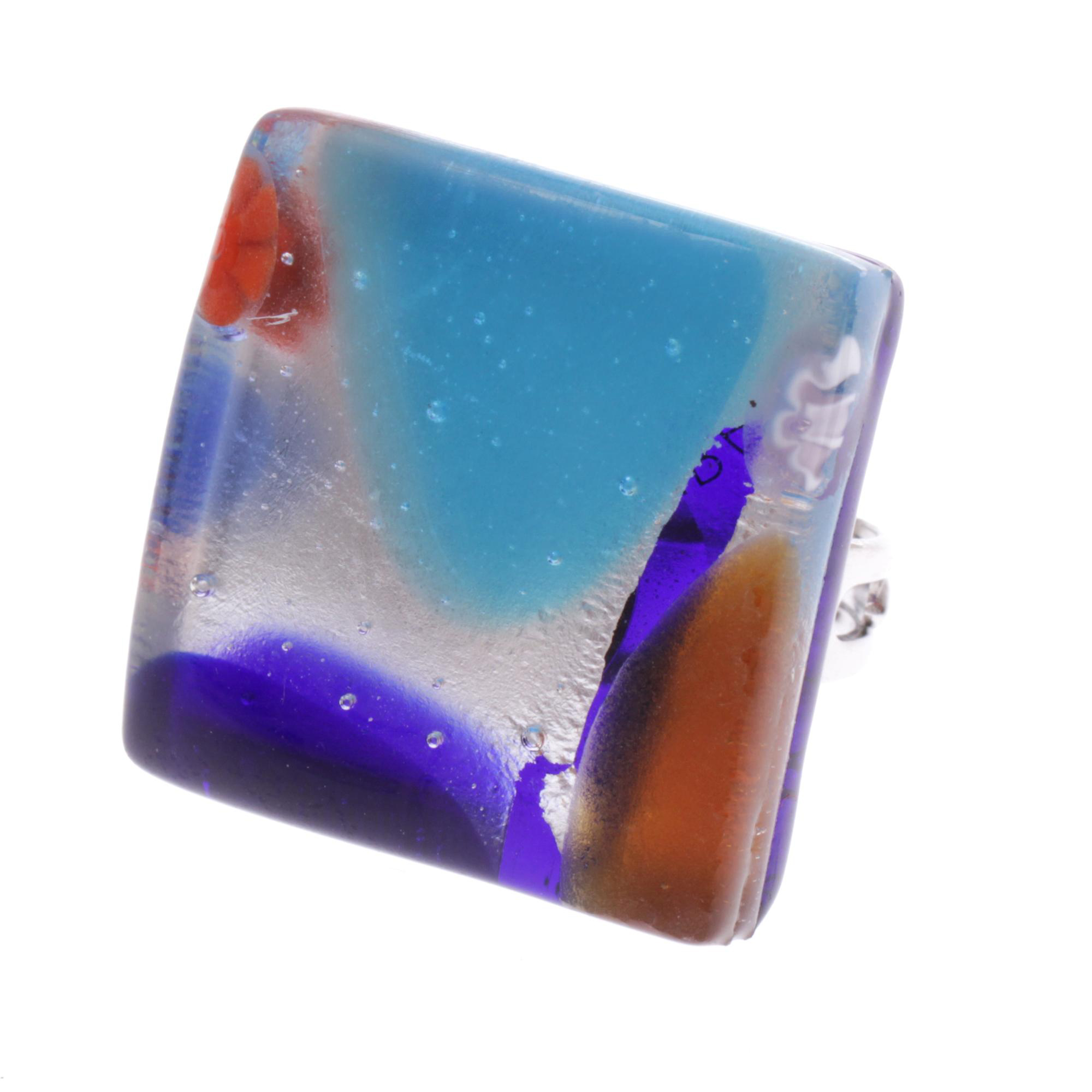 Echter Murano Glas Ring "Sogno" -bunt-silber III Echter Murano Glas Ring "Sogno" -bunt-silber III