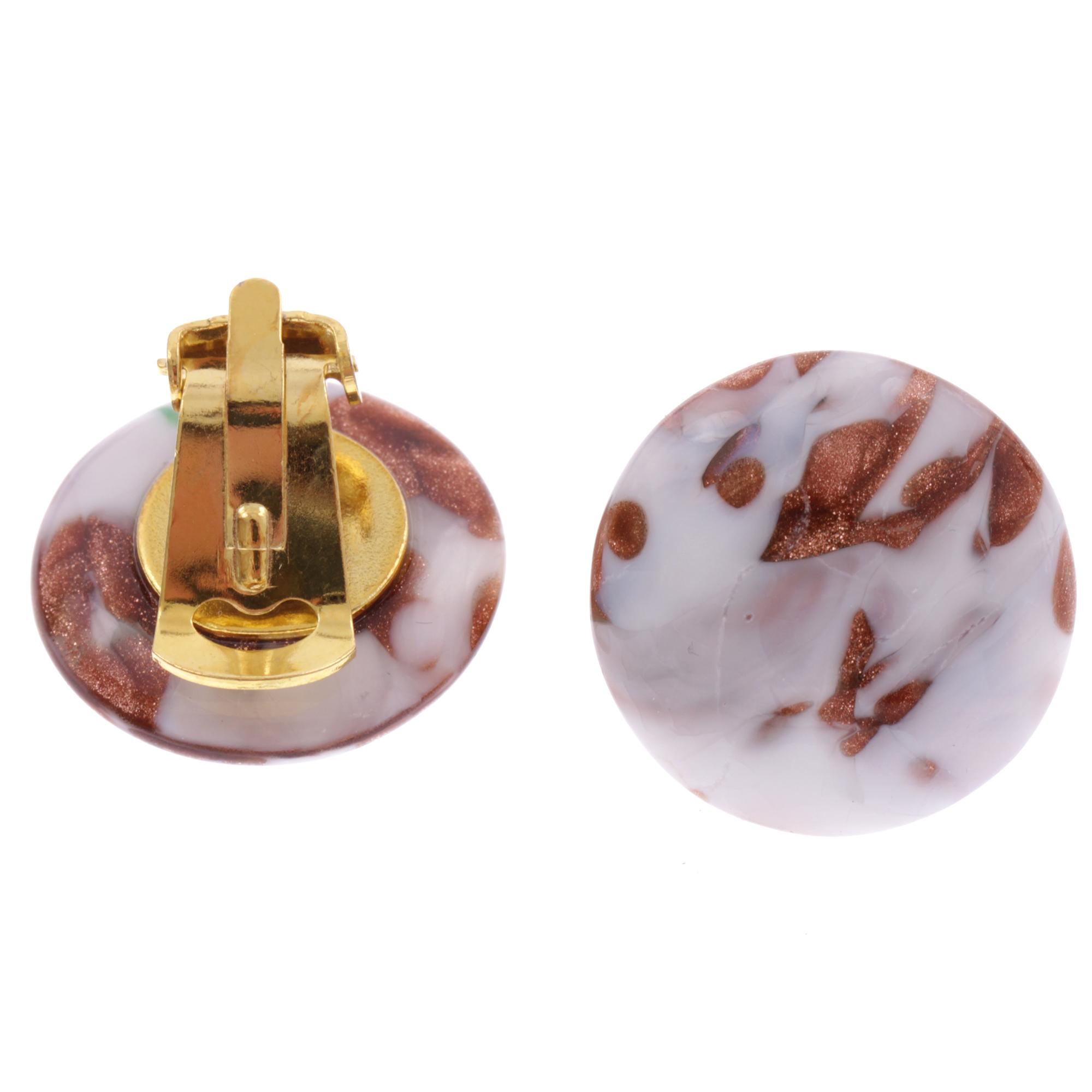 Ohrclip Murano Glas "Mondo" Ohrschmuck-weiß gold