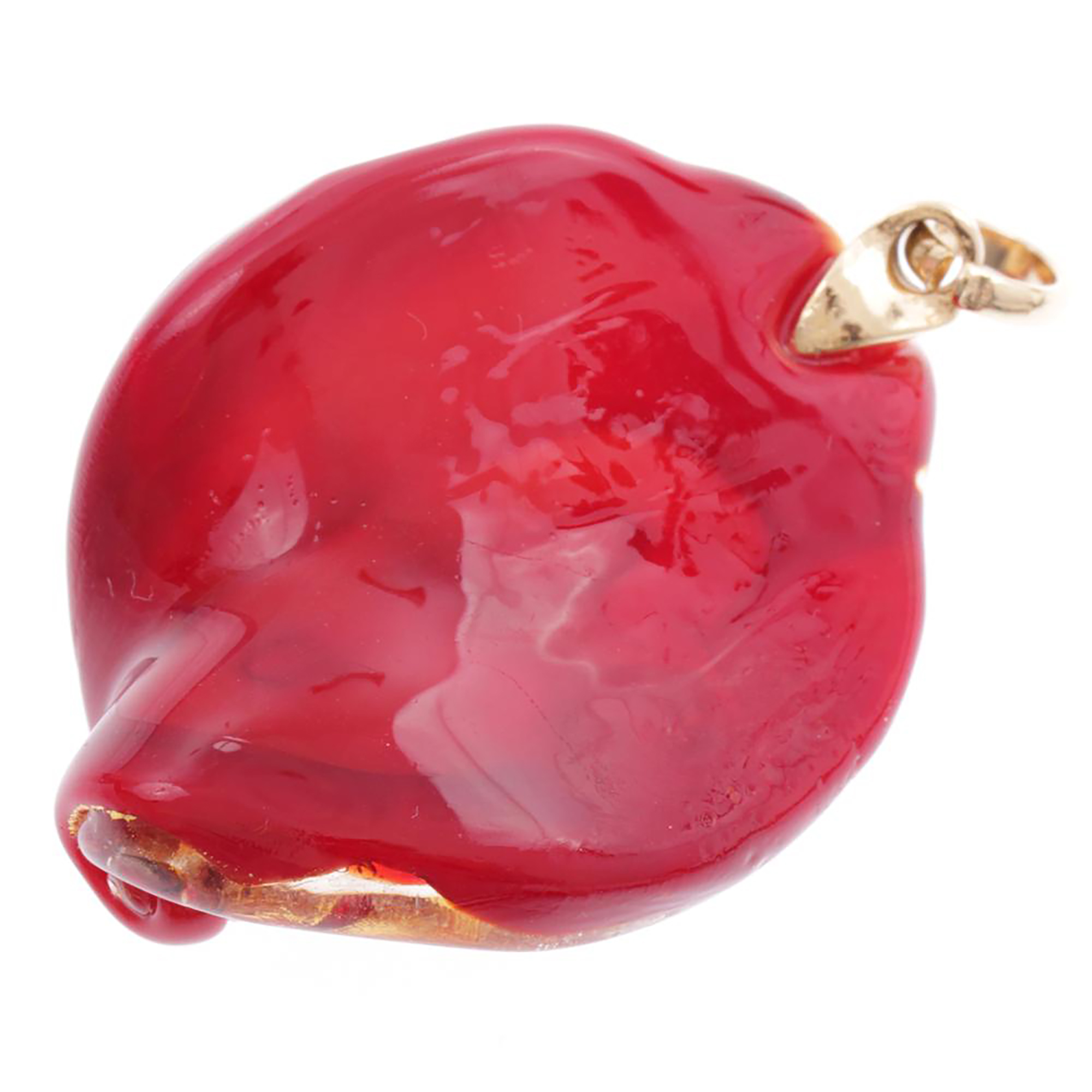 Originaler Murano Glas Anhänger "Christelle"  -rot-gold