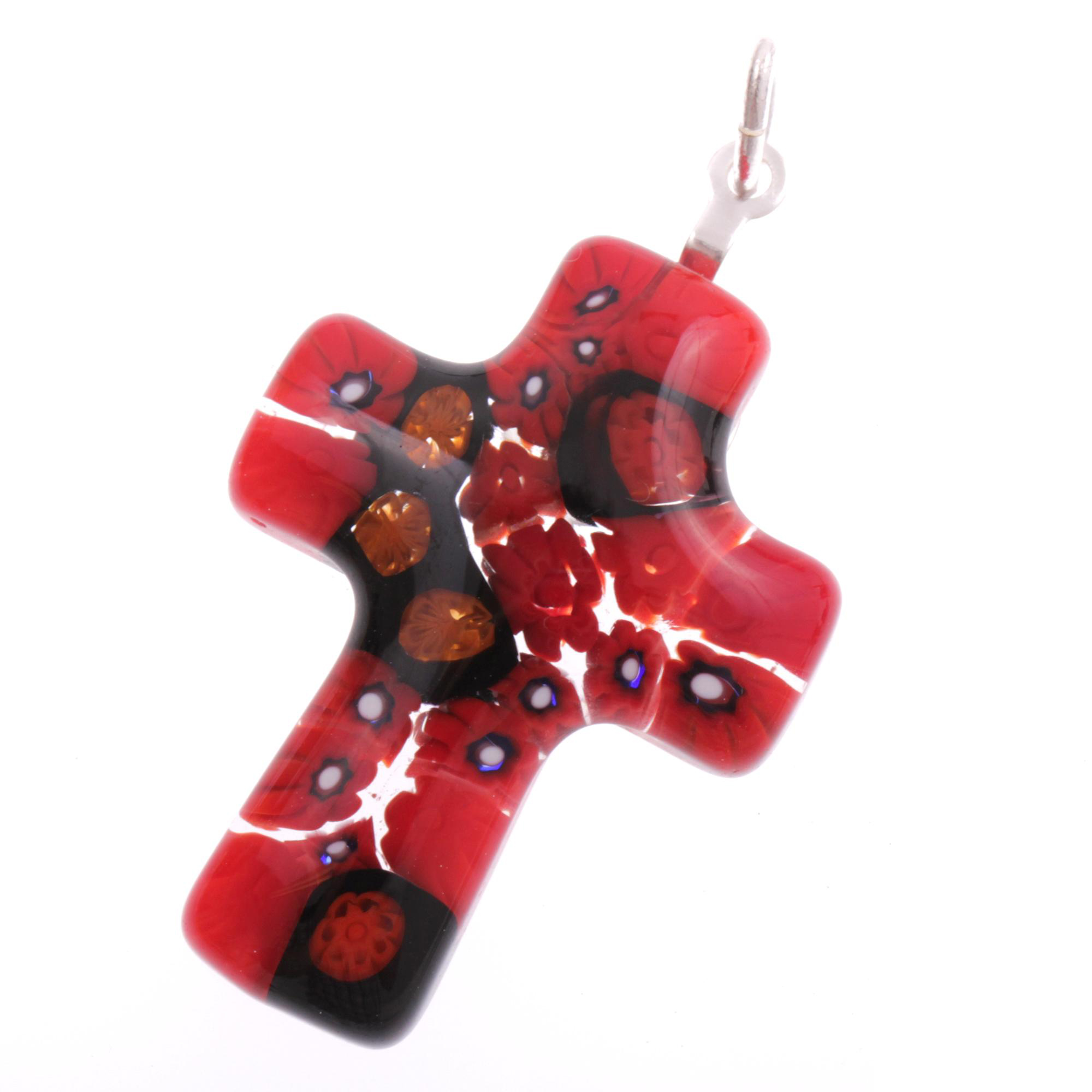 Murano Glas Anhänger "Rood medium" Mille Fiori-rot