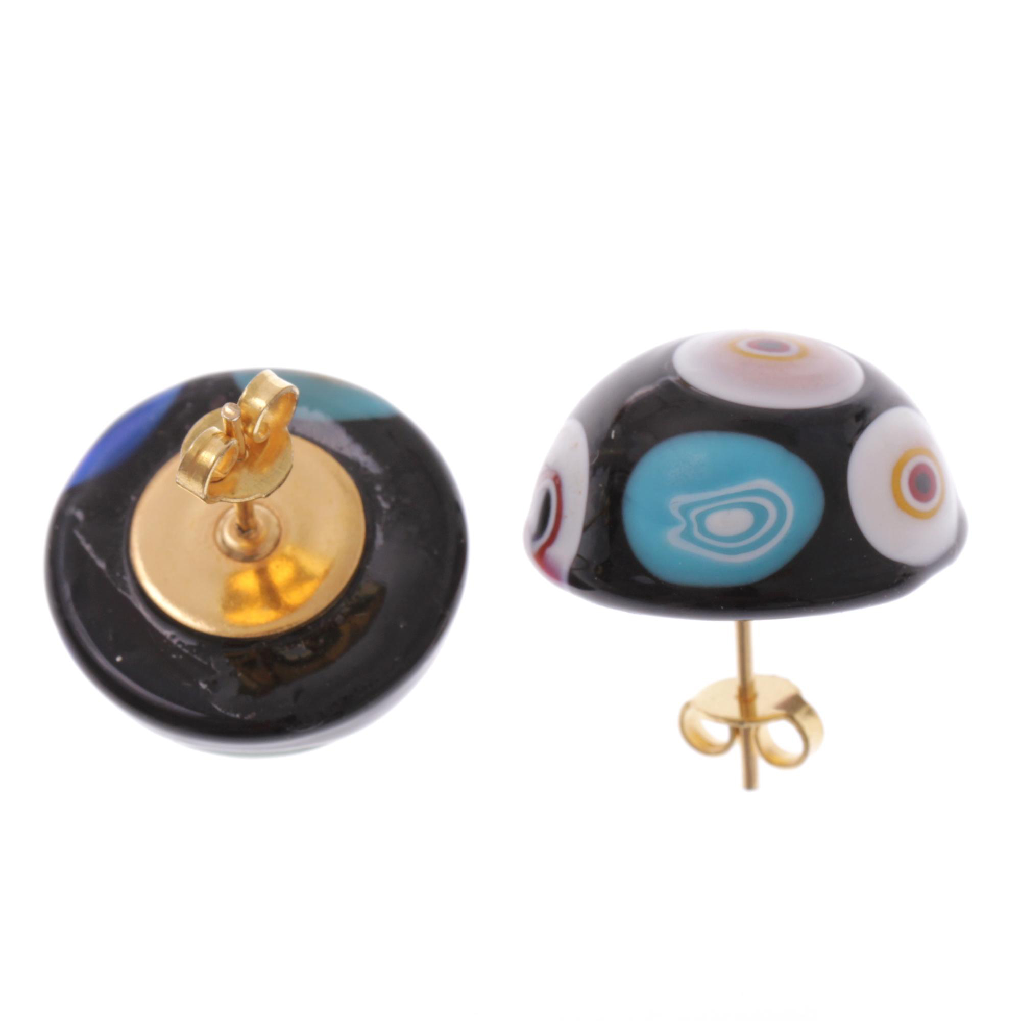 Concento Millefiori Ohrstecker Gold; Muranoglas mit Millefiori-Blüten, ohne Metalleinlagen; hypoallergene, hochwertig vergoldete äußere Metallteile