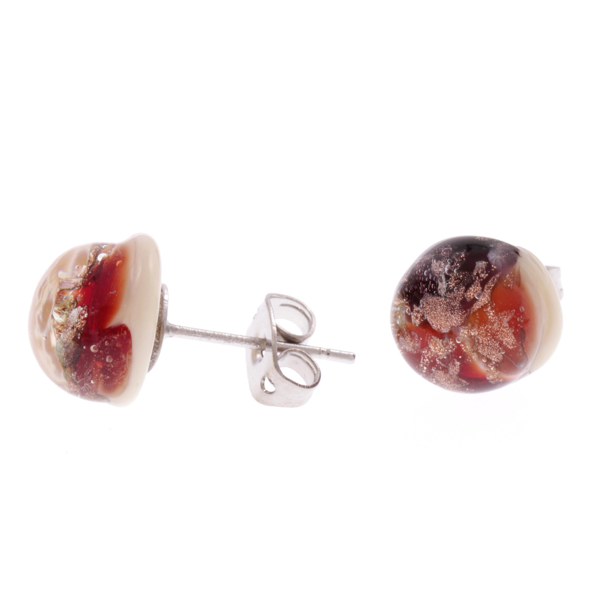 Spina Attesa Ohrstecker Rot/Gold aus echtem Muranoglas mit echtem Blattgold