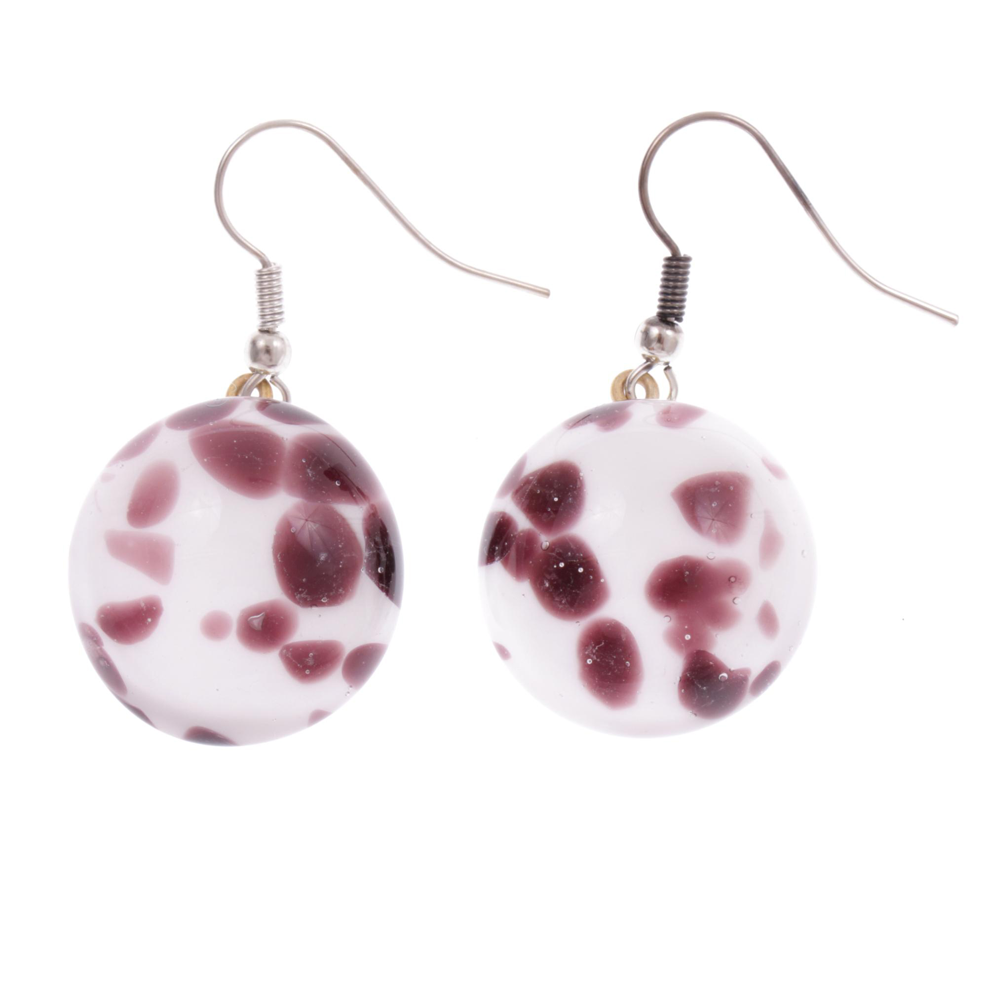 Attesa Ohrhänger Amethyst/Weiß aus echtem Muranoglas mit Millefiori-Muster
