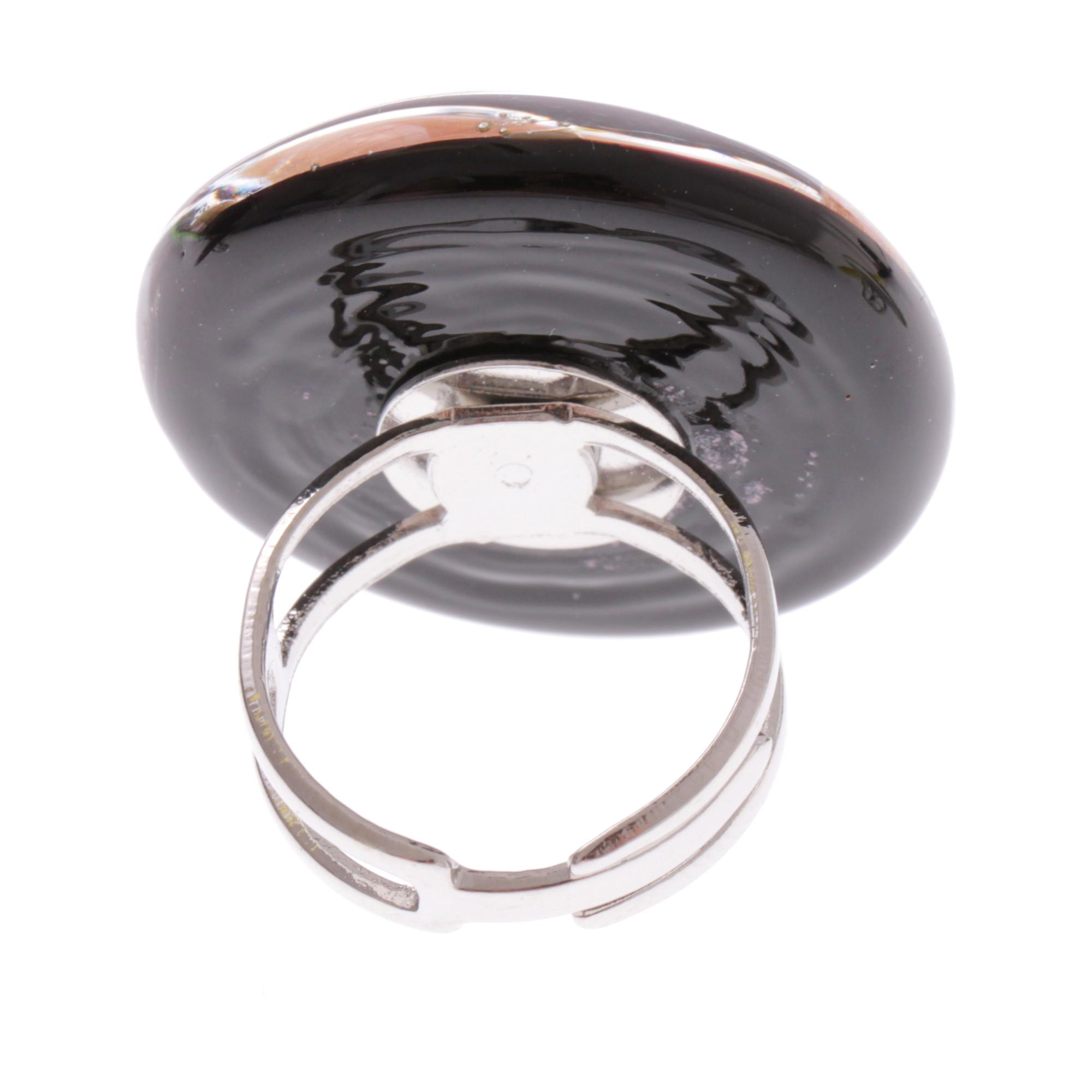 Murano Glas Ring "Vistosa" mit offener Schiene-lila silber