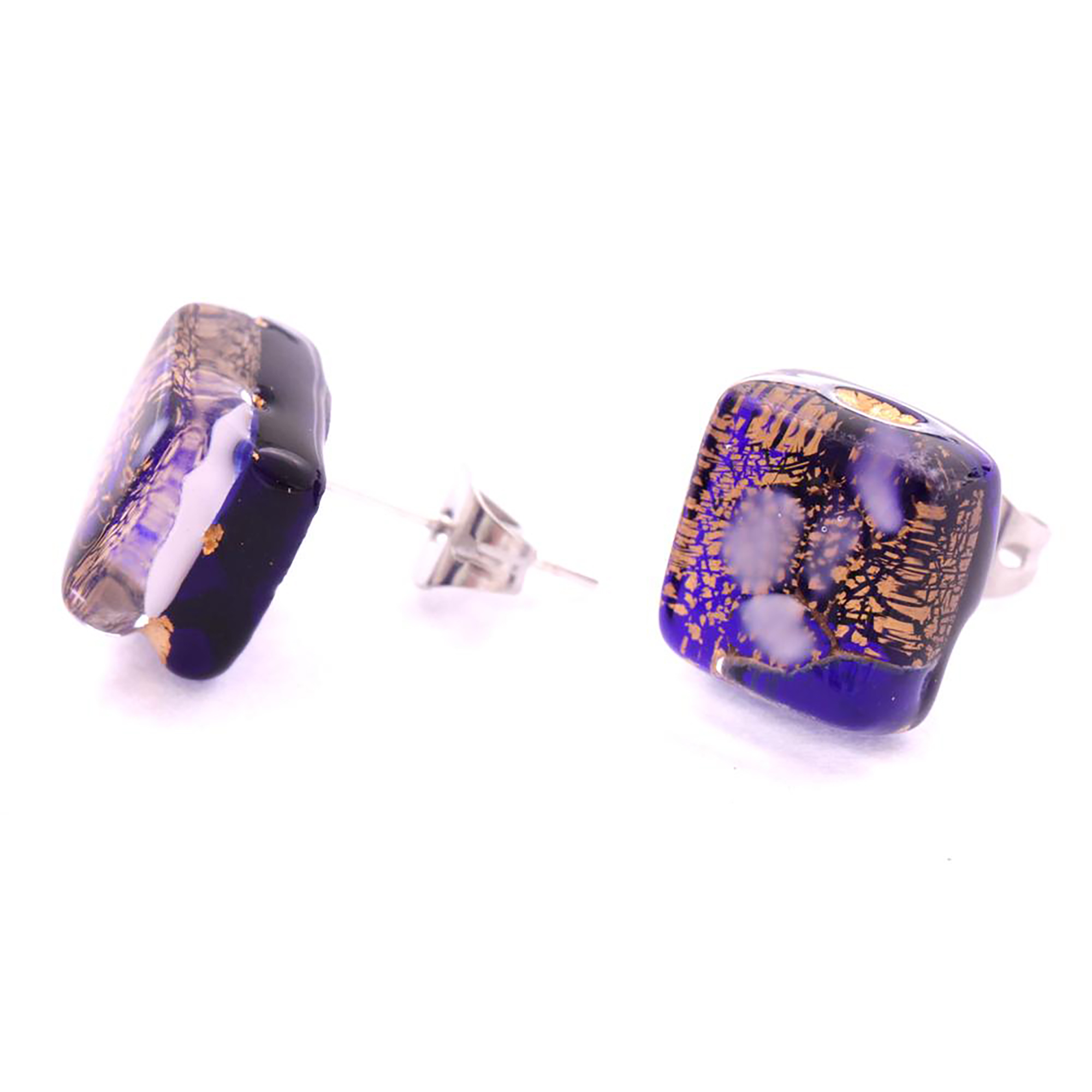 Ohrstecker Murano Glas "Jolanda" Ohrschmuck-blau-gold