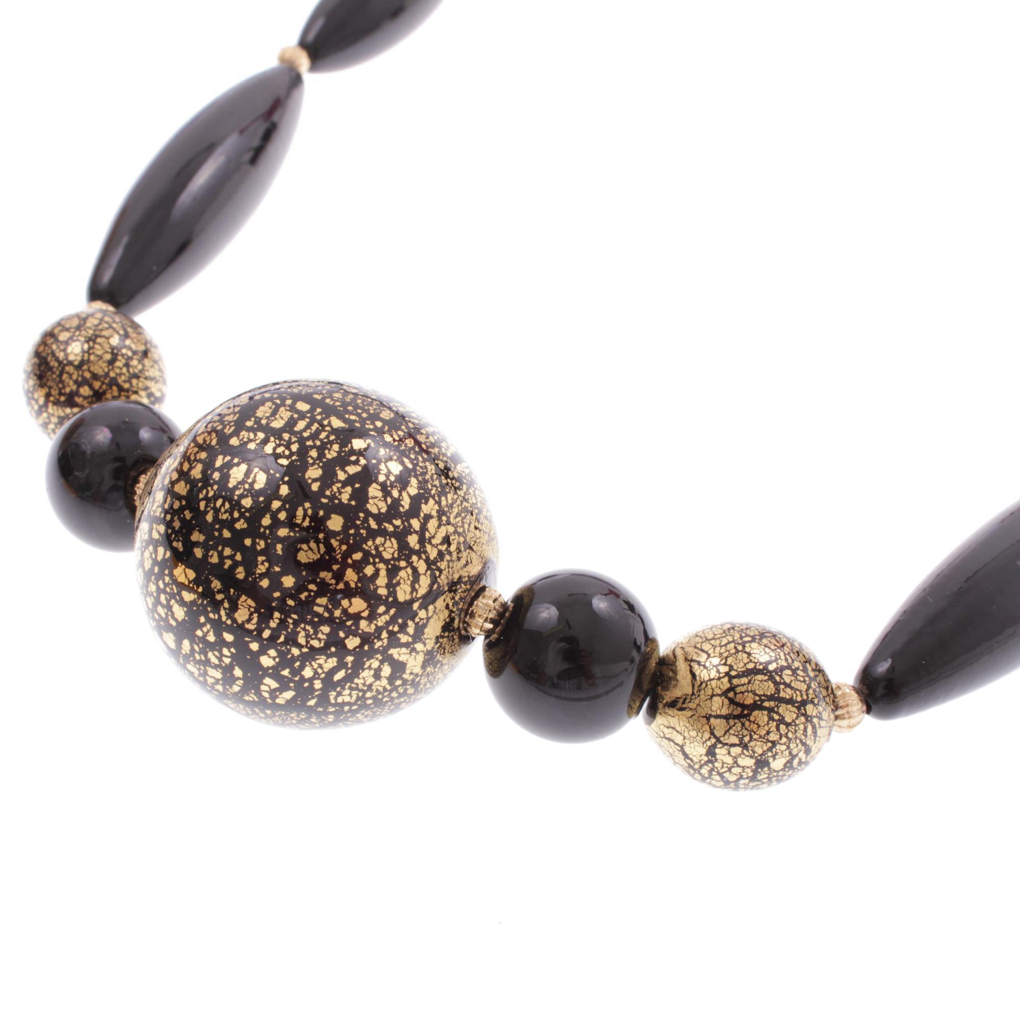 Ein Traum aus echtem Murano Glas Collier "Palina" Halskette-schwarz-gold