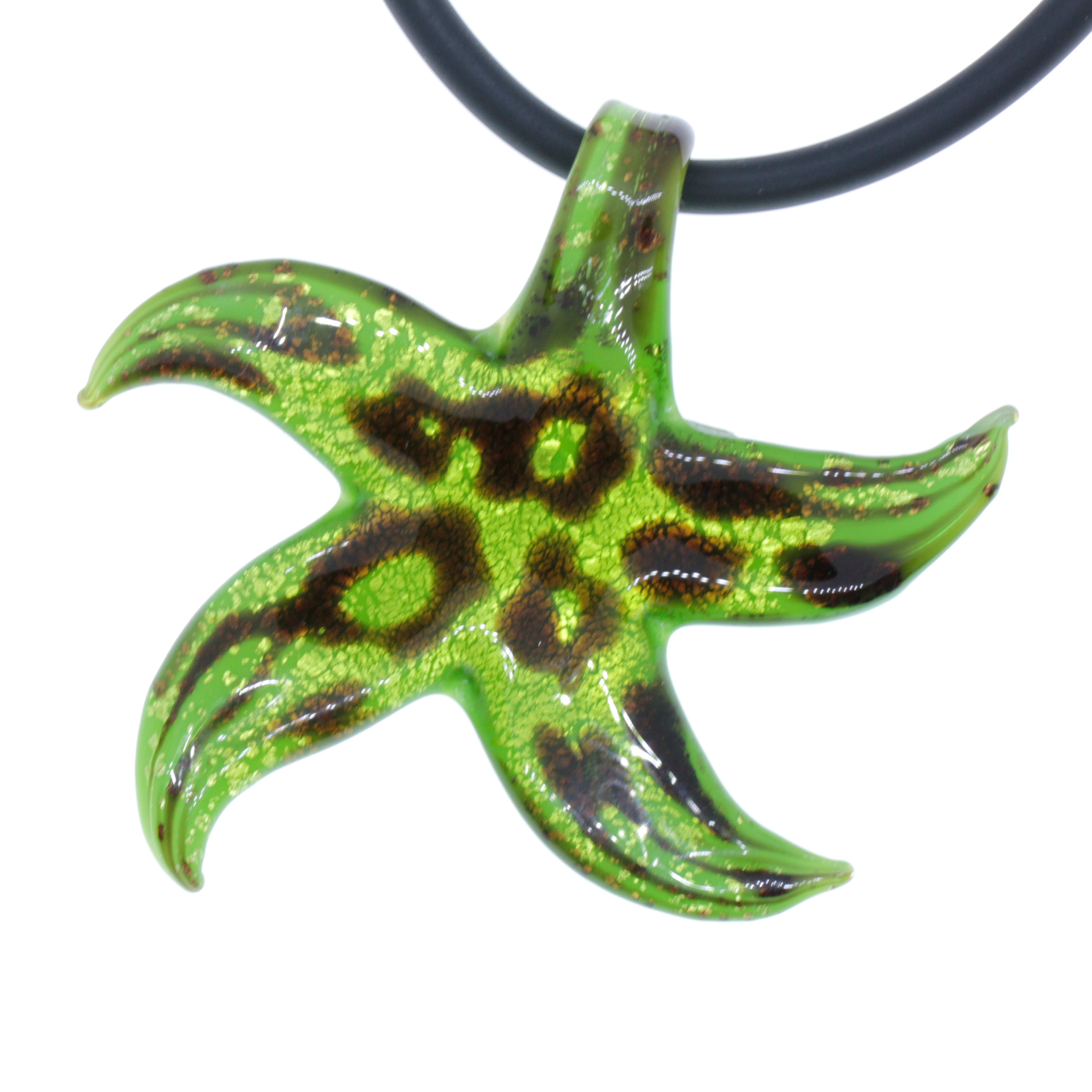 Murano Glas Seestern "Facella" Anhänger-grün schwarz