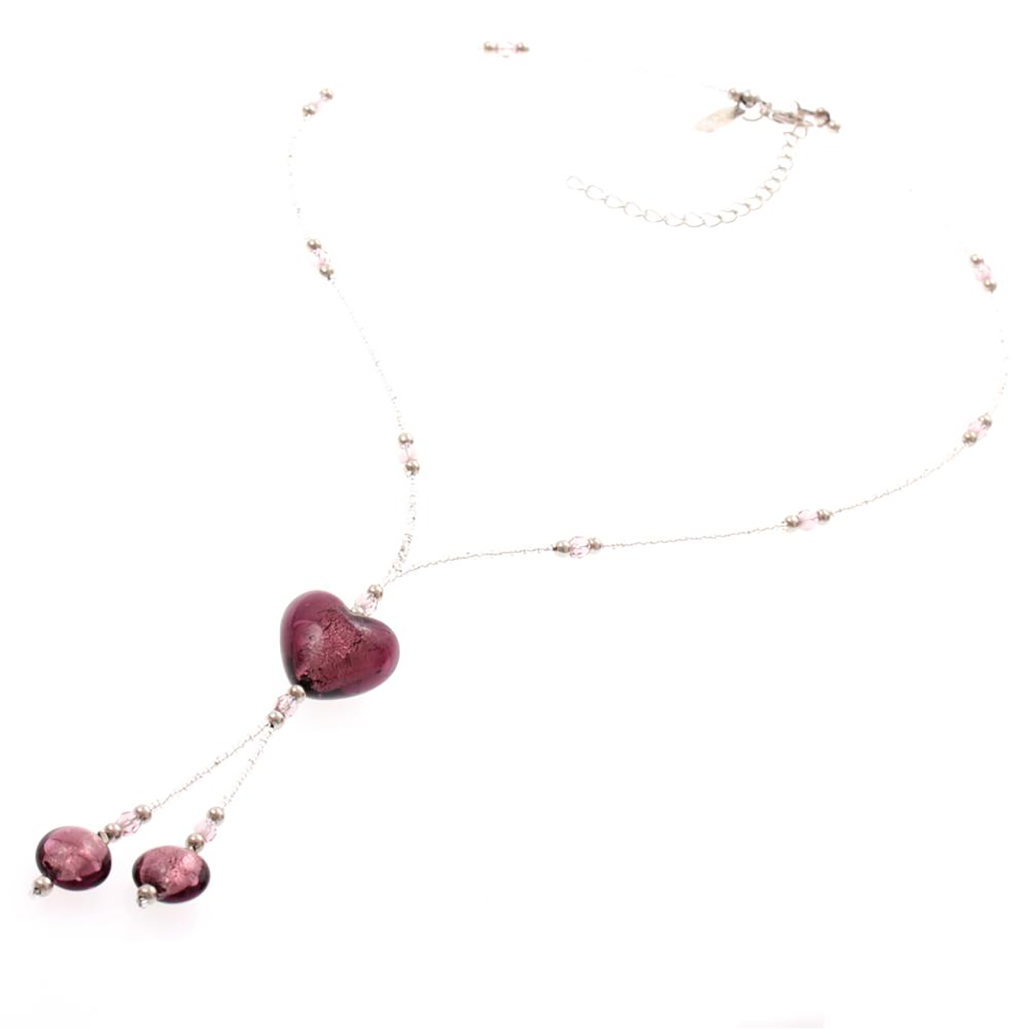 Murano Glas Collier "Stella" Halskette-amethist-silber