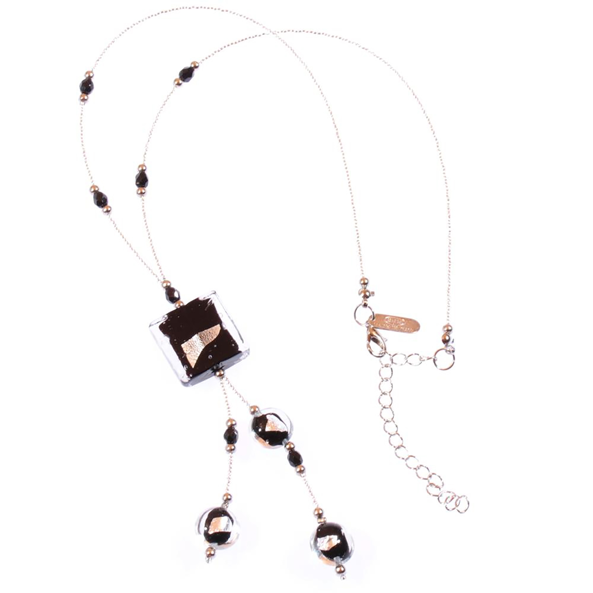 Murano Glas Collier "Ellen" schwarz-silber