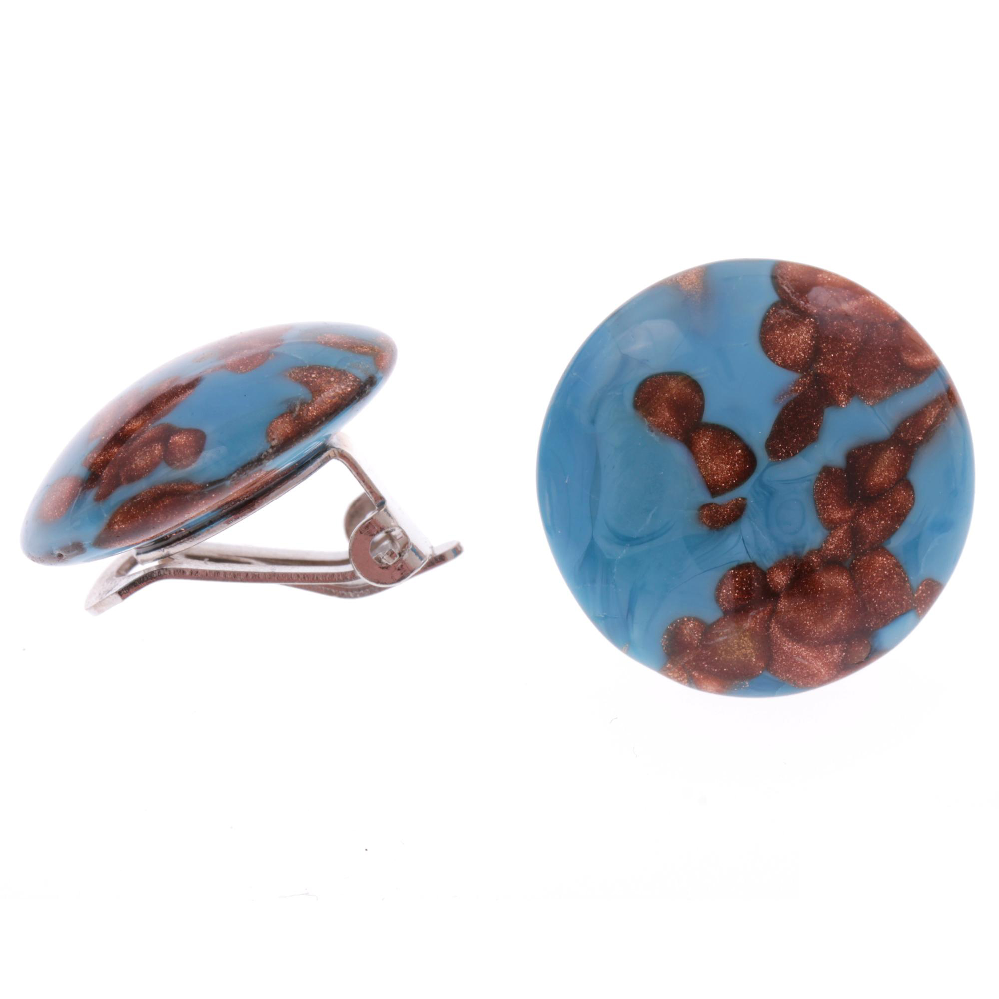 Ohrclip Murano Glas "Mondo" Ohrschmuck-blau-silber