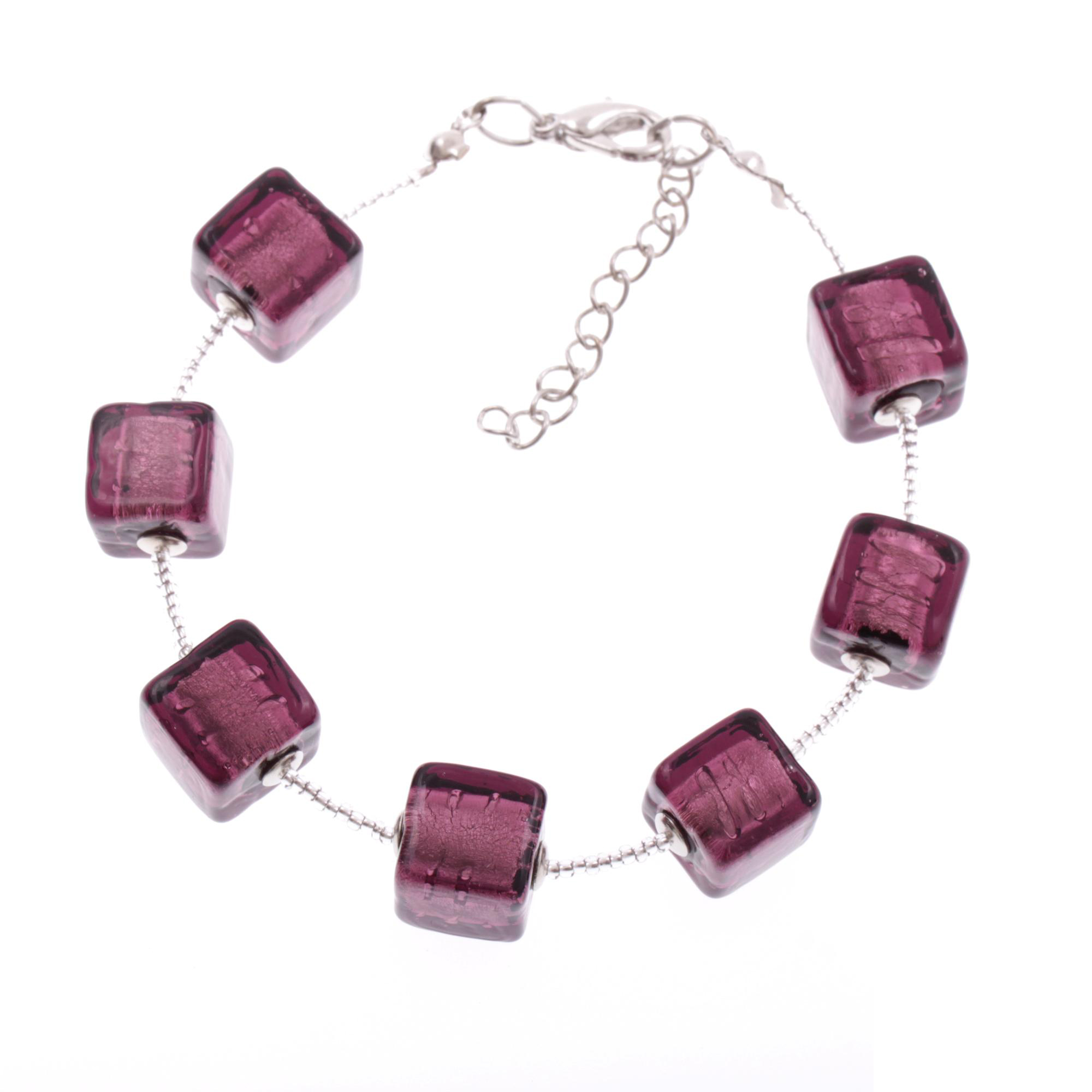 "Quadro" Murano Glas Armband-amethist-silber "Quadro" Murano Glas Armband-amethist-silber