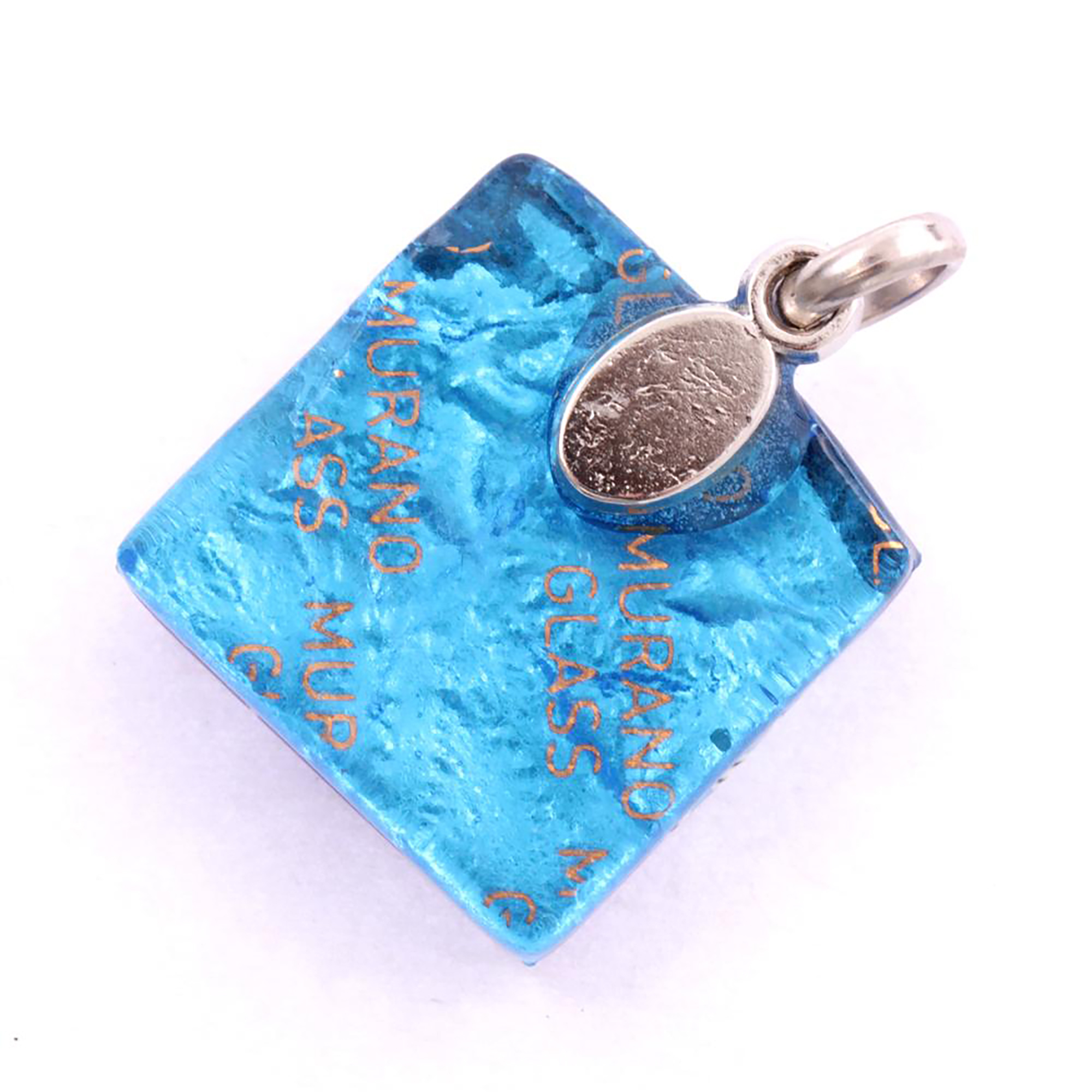 Murano Glas Anhänger "Violetta" -blau-silber
