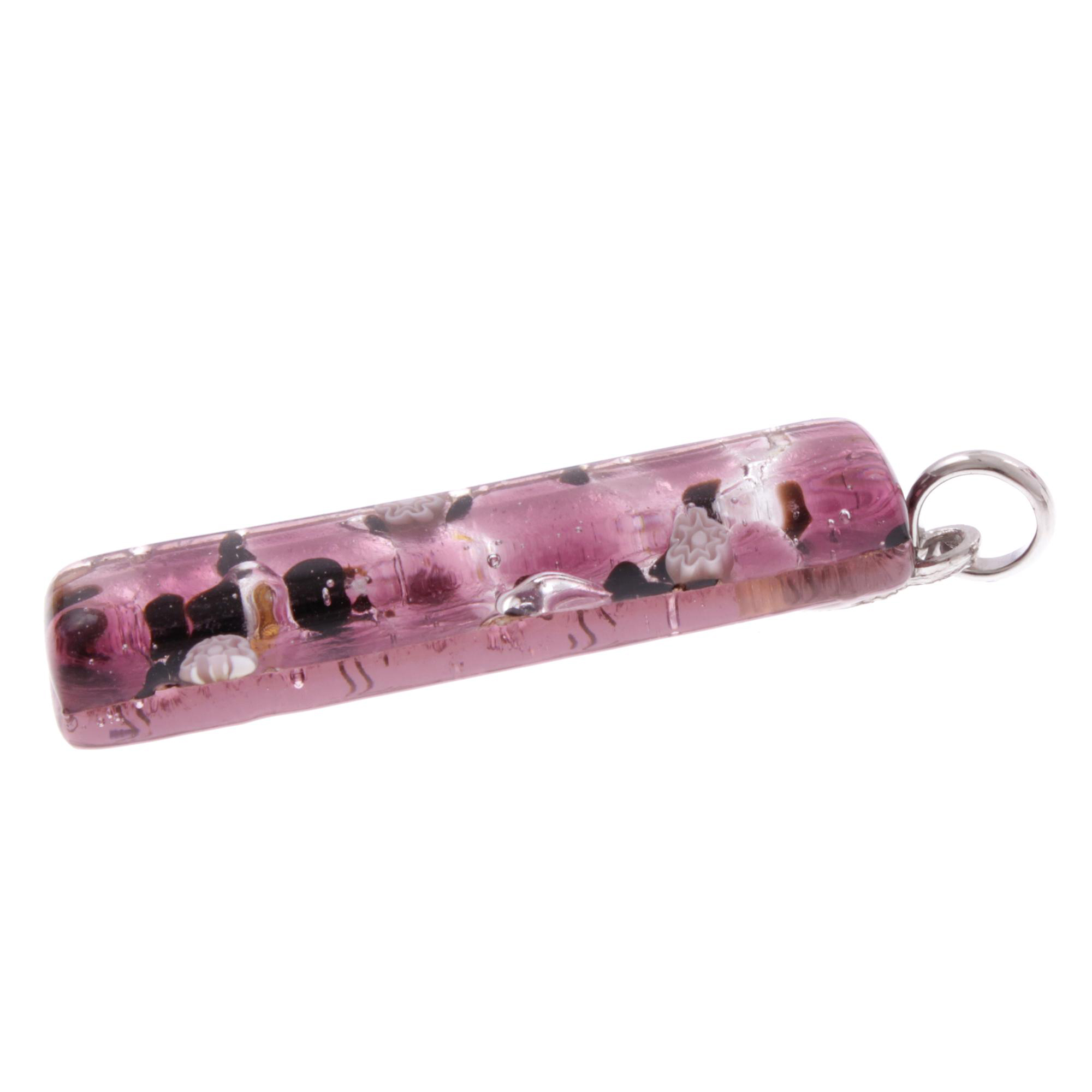 Murano Glas Anhänger Baguette "Bastone"-schwarz rosa