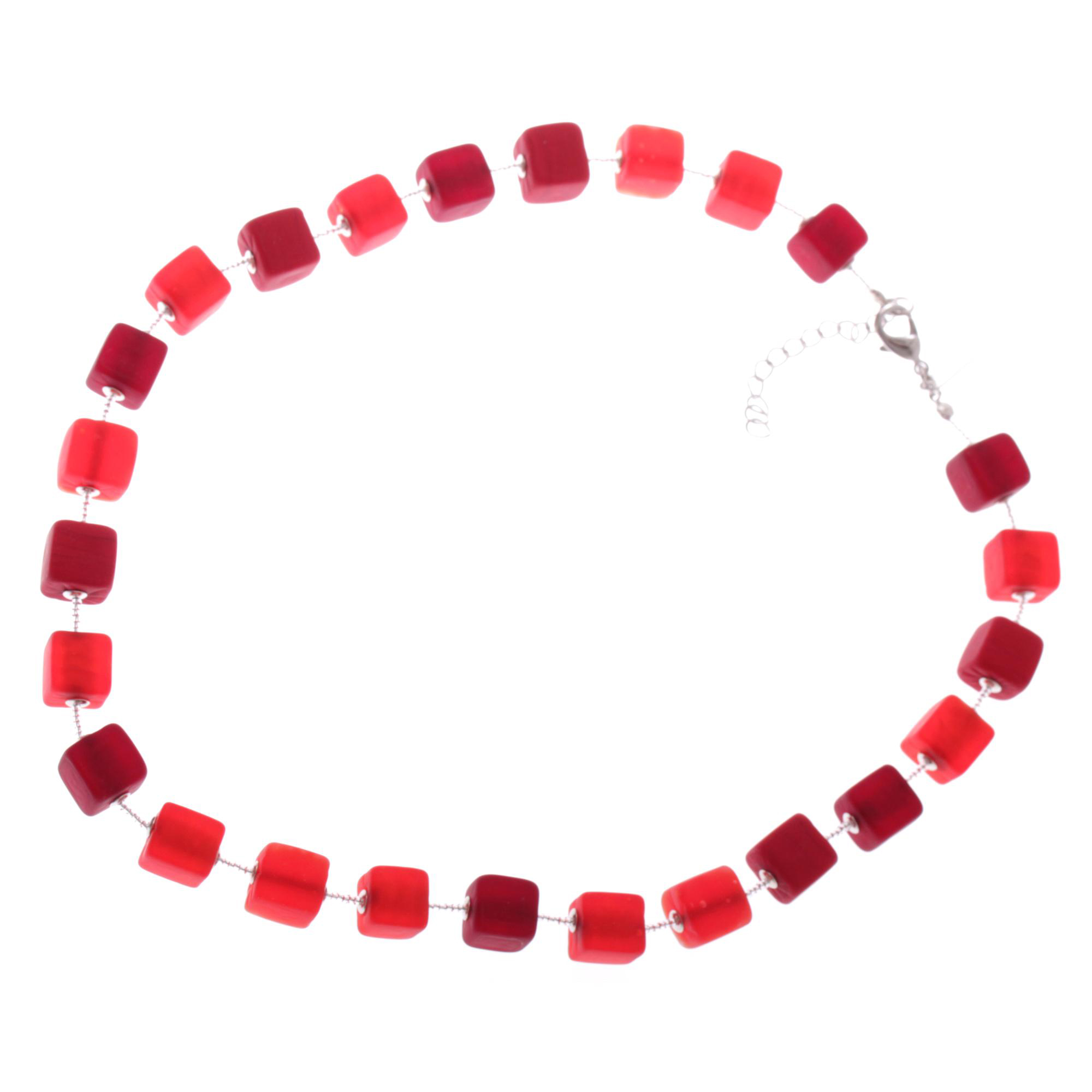 Murano Glas Collier "Quadro"-rot-silber