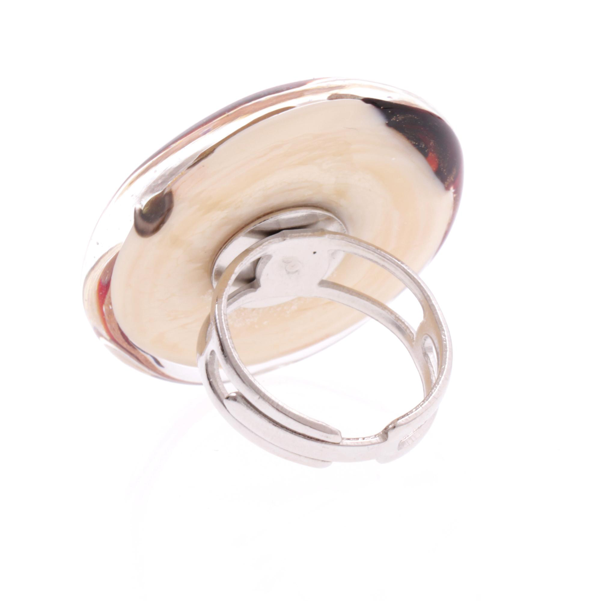 Murano Glas Ring "Vistosa" mit offener Schiene-rot-gold