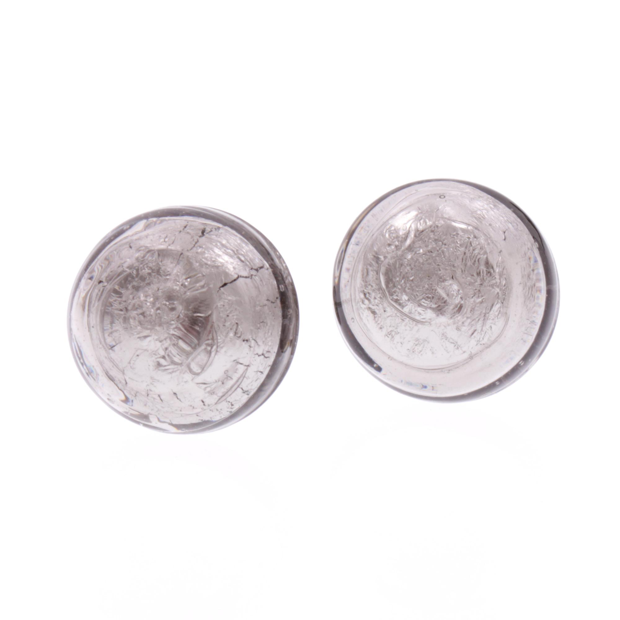 Elevato Ohrstecker Grau aus Muranoglas mit Blattsilber