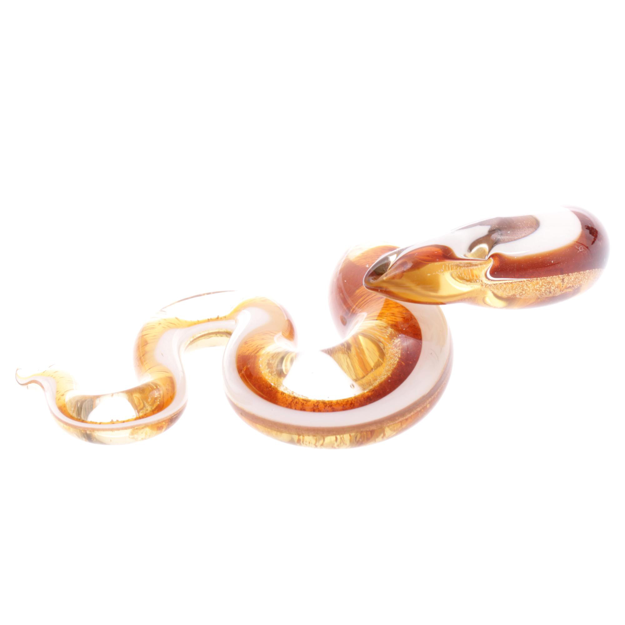 Unsere große edle Murano Glas Schlange "Coda Grande" Anhänger -amber-gold
