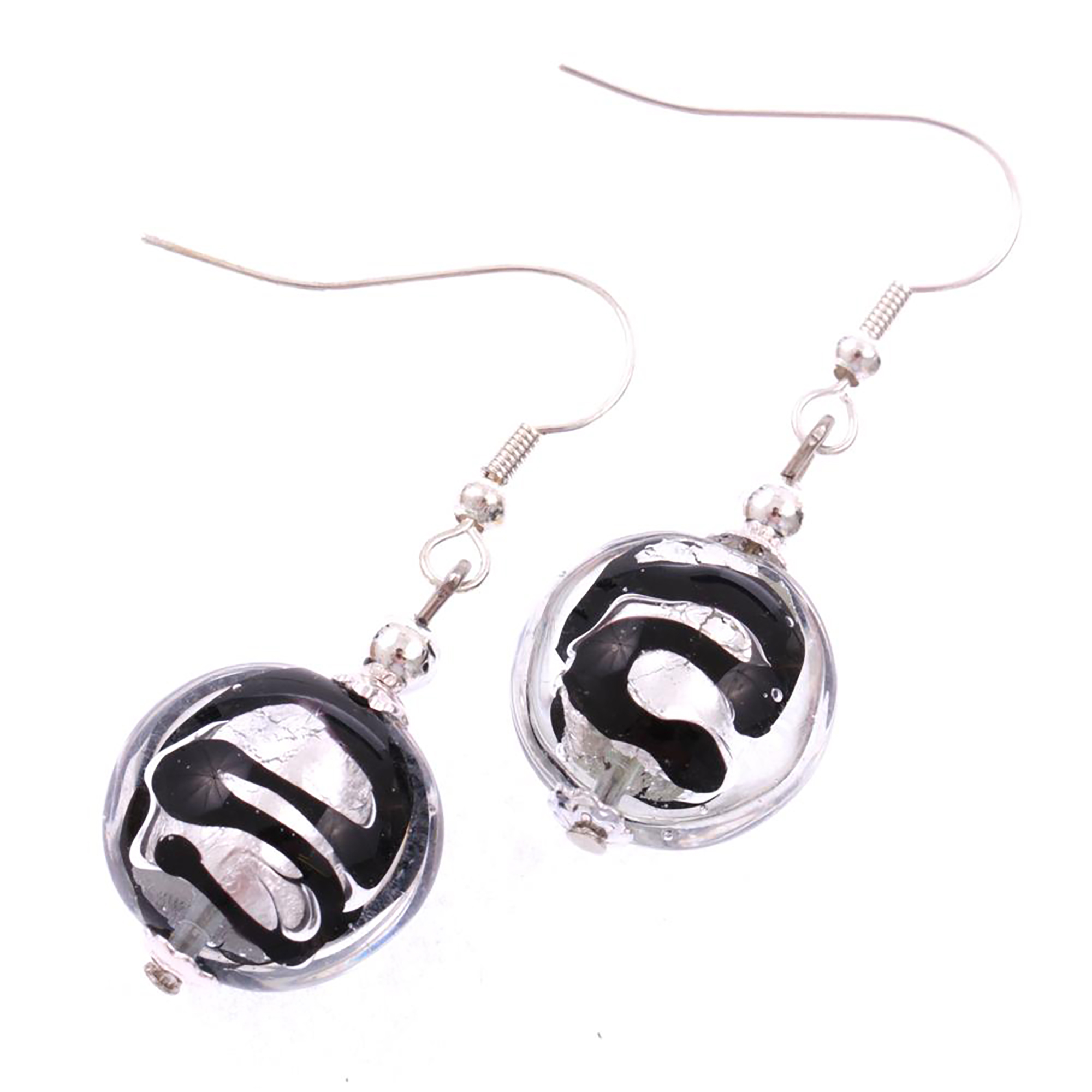 Ohrhänger "Iowa" Murano Glas Ohrschmuck-schwarz-silber
