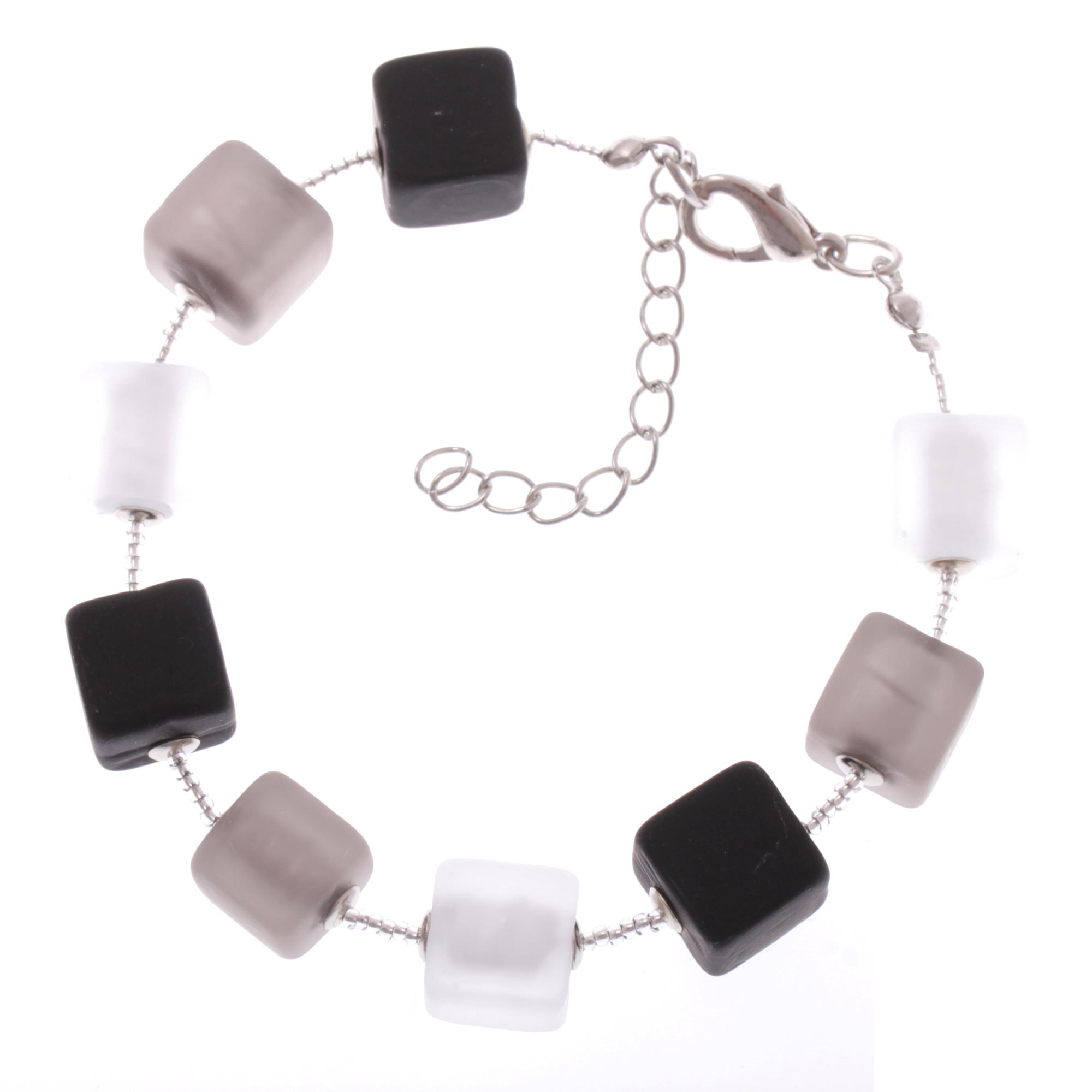"Quadro" Murano Glas Armband-schwarz matt "Quadro" Murano Glas Armband-schwarz matt
