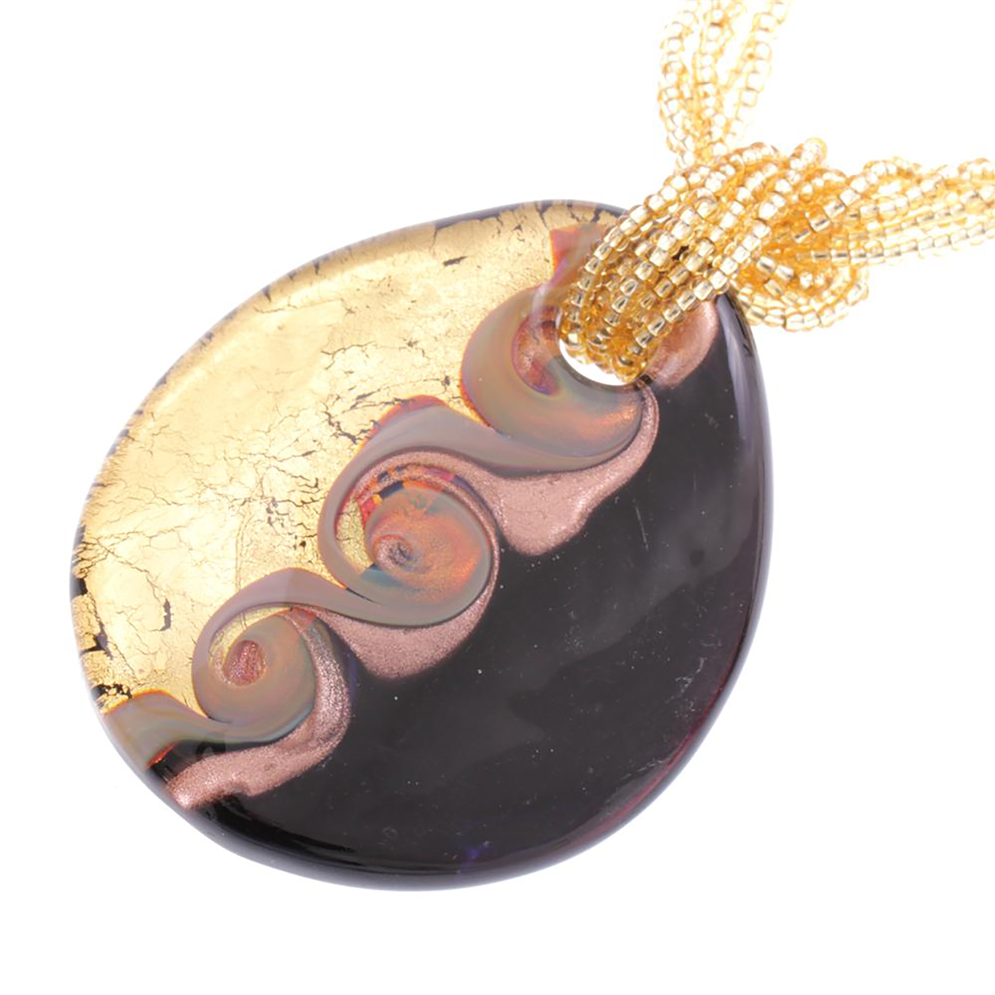 Murano Glas Collier "Ronja" Halskette-schwarz-gold