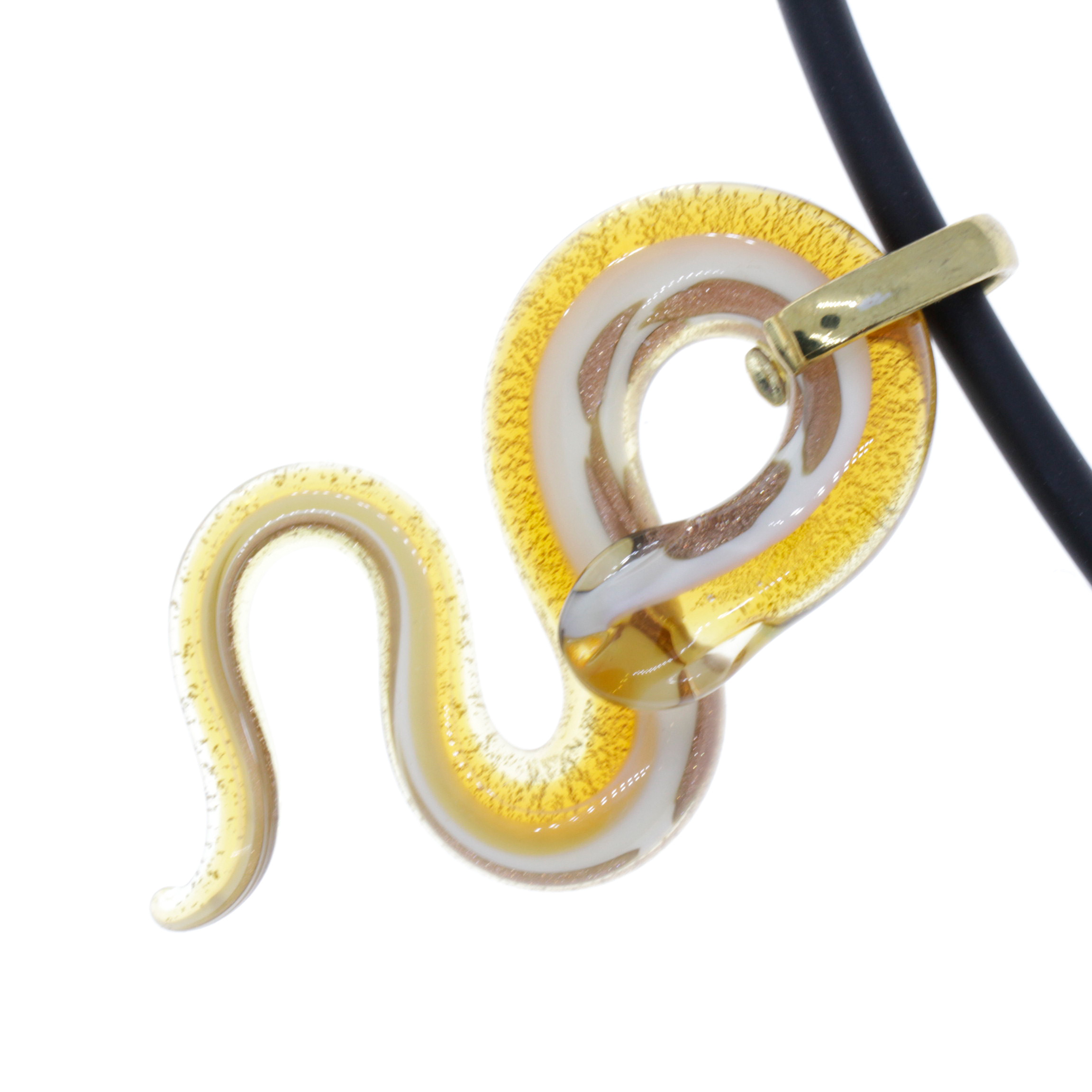 Edle Murano Glas Schlange Größe Medium "Coda Mezzo" Anhänger -amber-gold