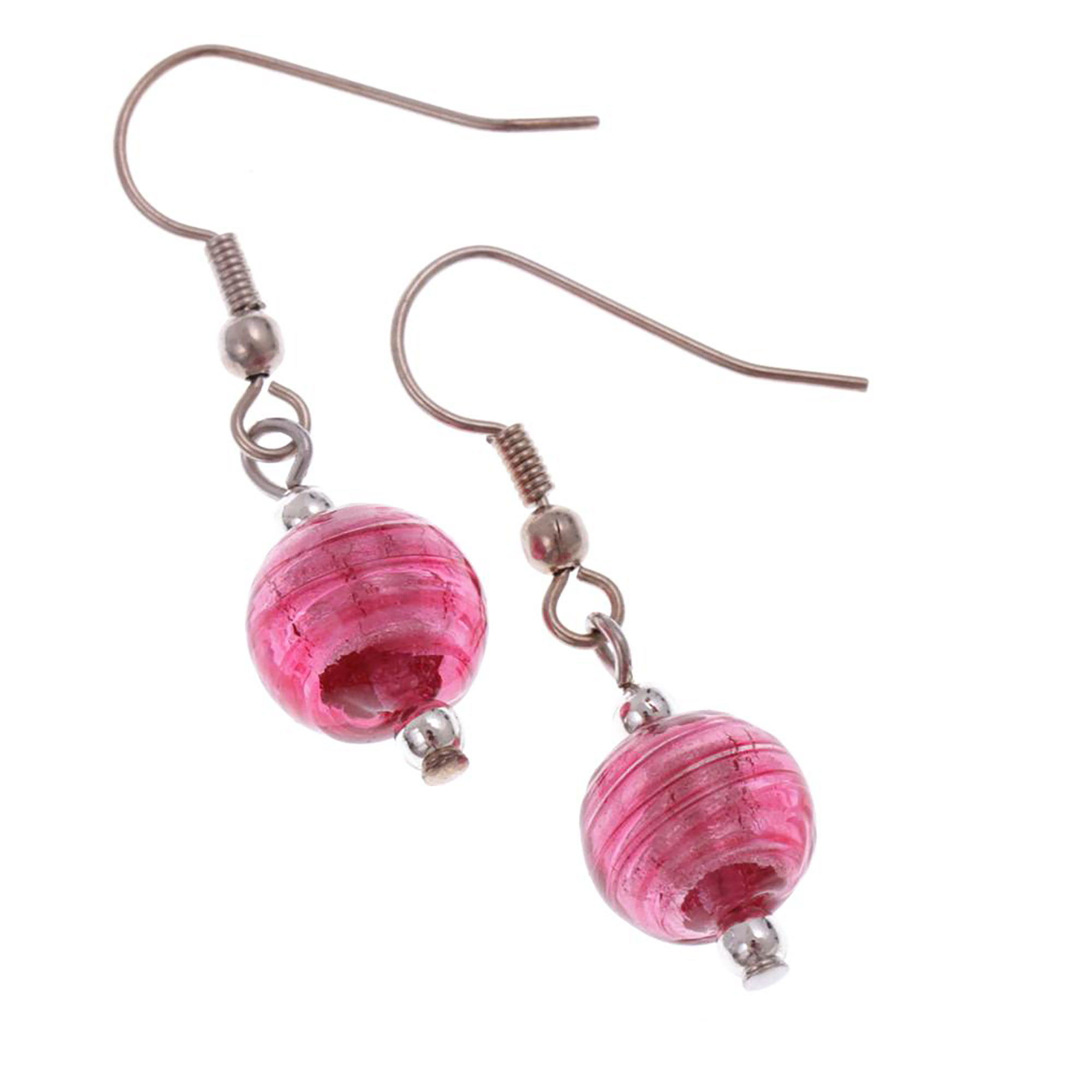 Ohrhänger Murano Glas "Thyra" Ohrhaken-rosa-silber