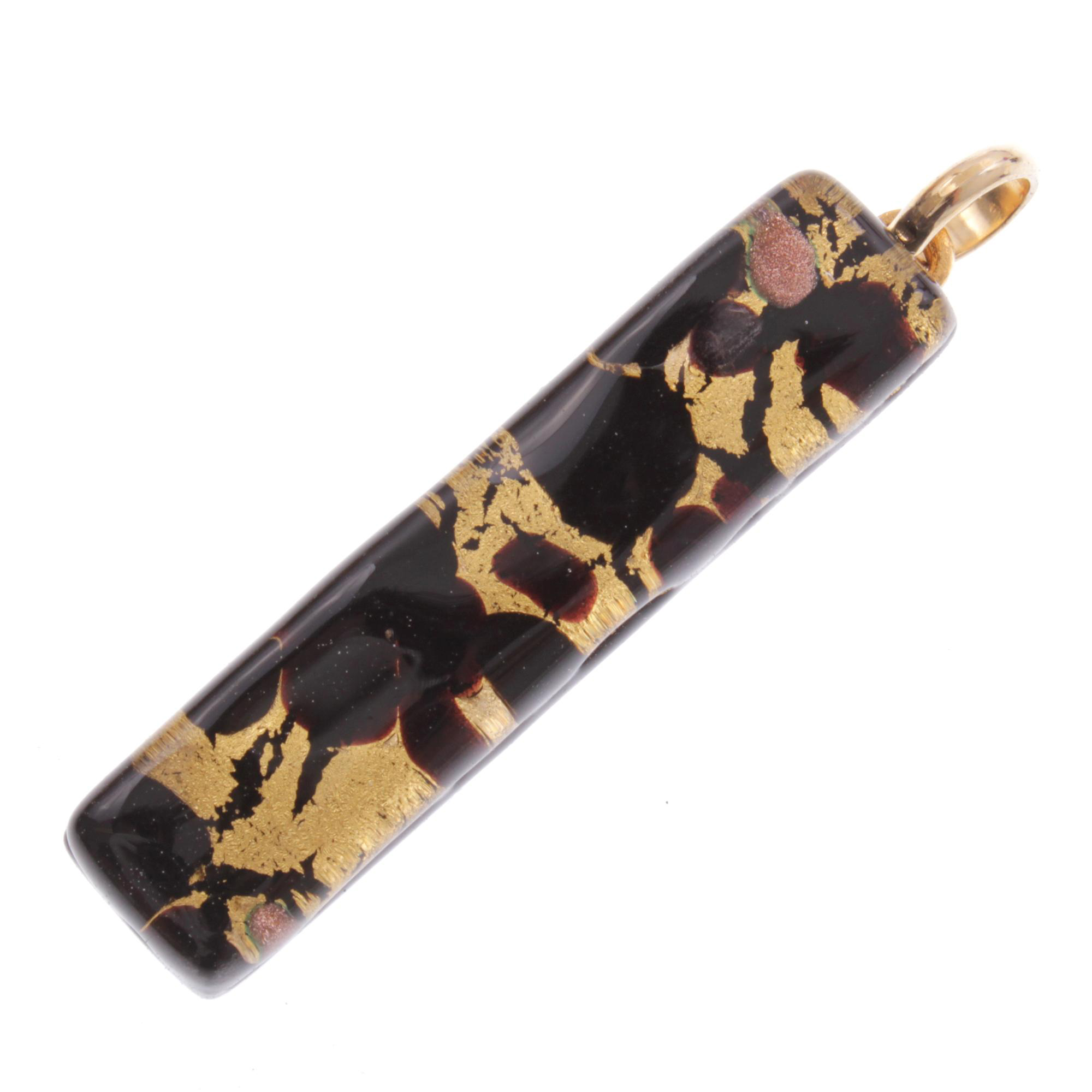 Murano Glas Anhänger Baguette "Bastone"-schwarz-gold