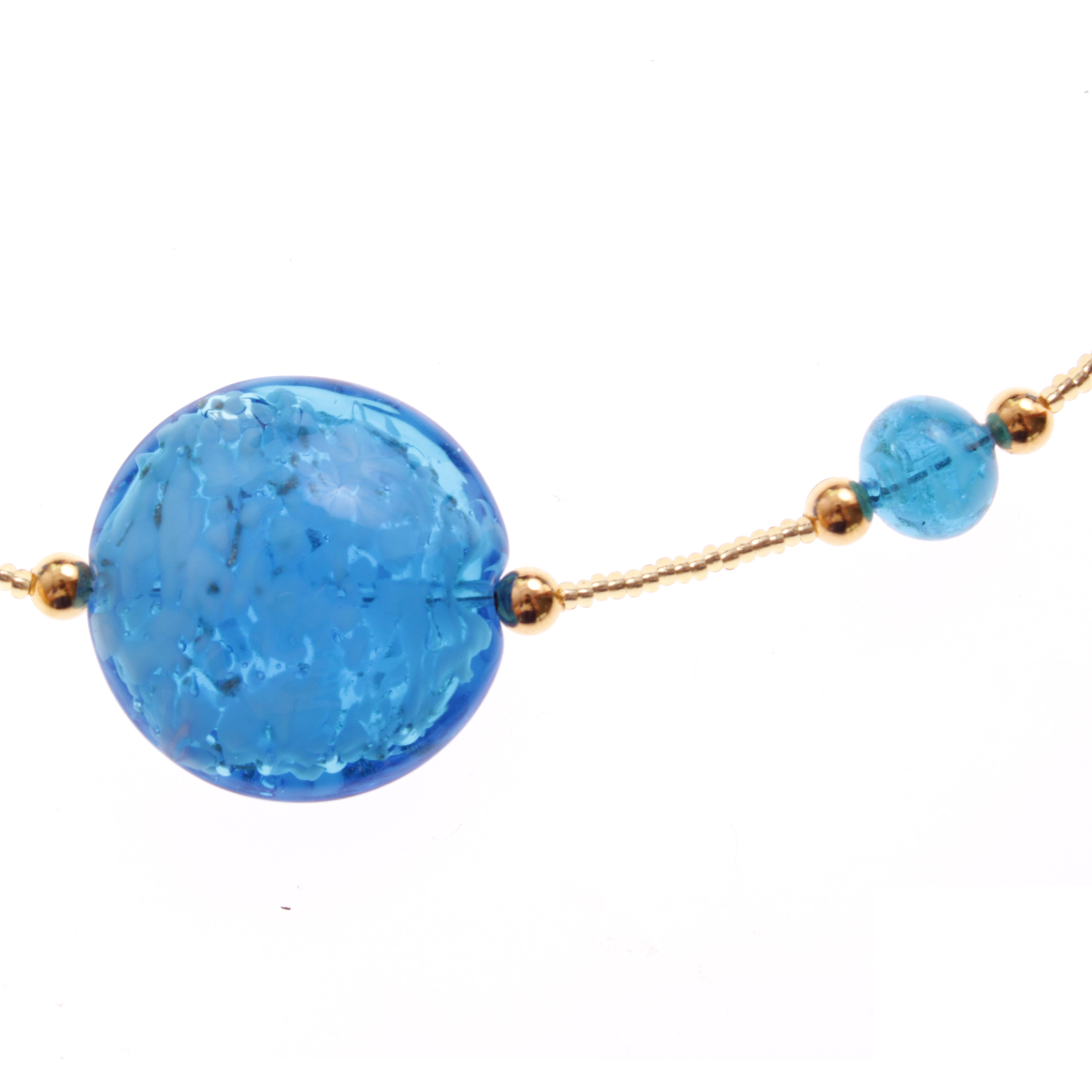 Astana Muranoglas Collier Türkis/Gold; Muranoglas mit echtem Blattgold und echtem Kupfer; hypoallergene, hochwertig vergoldete äußere Metallteile