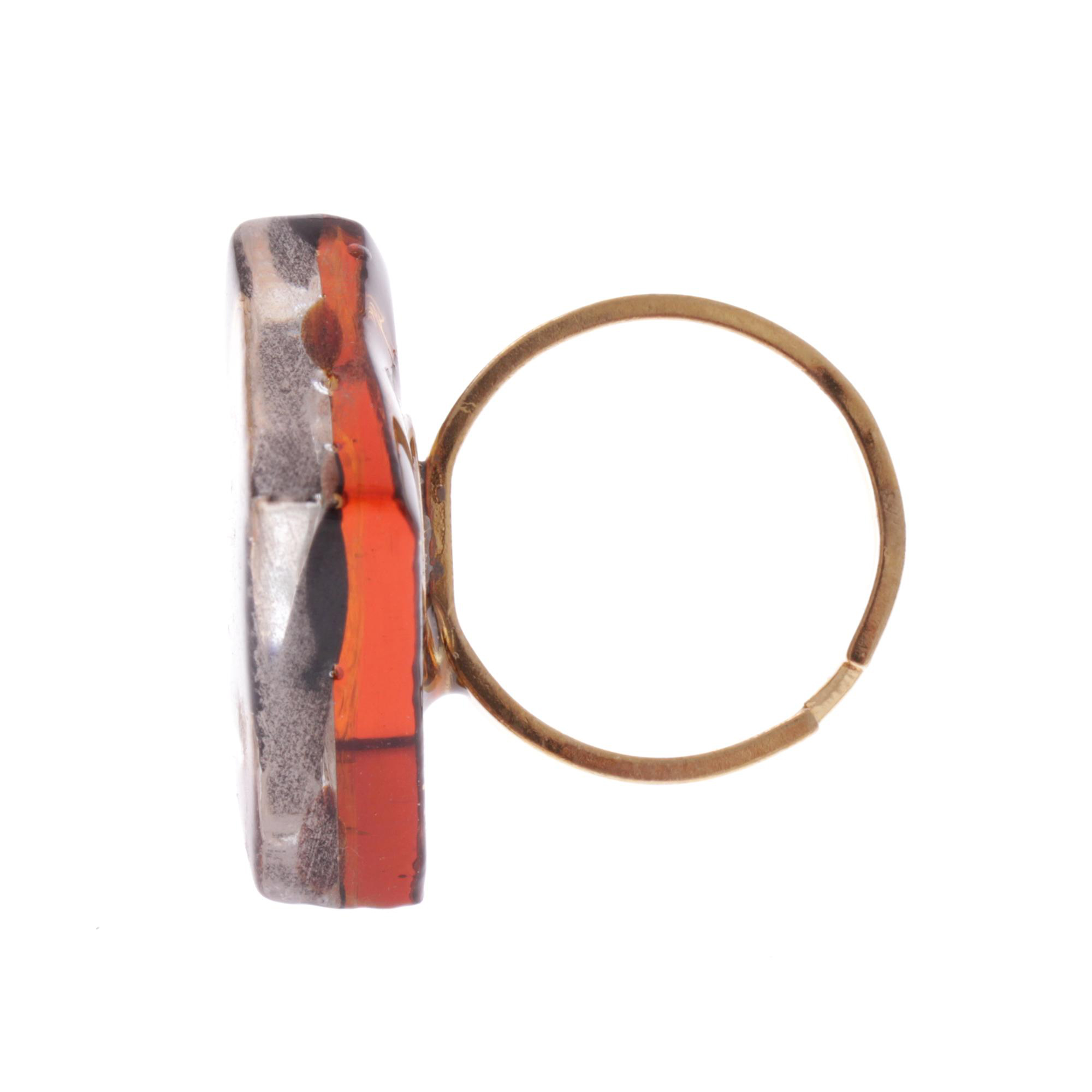 Violetta Muranoglas Ring Braun/Gold; Muranoglas mit echtem Blattgold; hypoallergene, hochwertig vergoldete Ringschiene