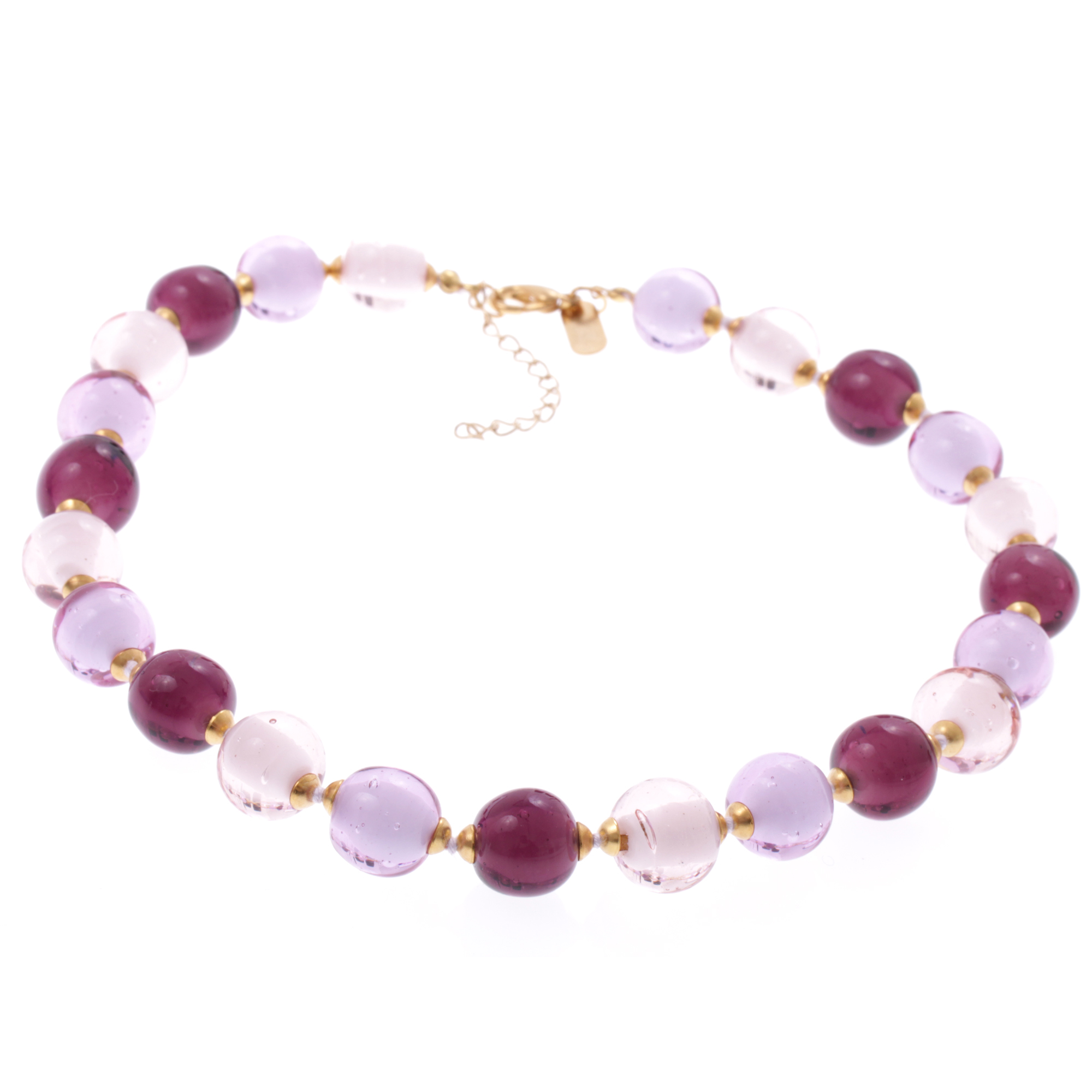 Kugel Collier "Verona" Murano Glas Halskette -lila gold