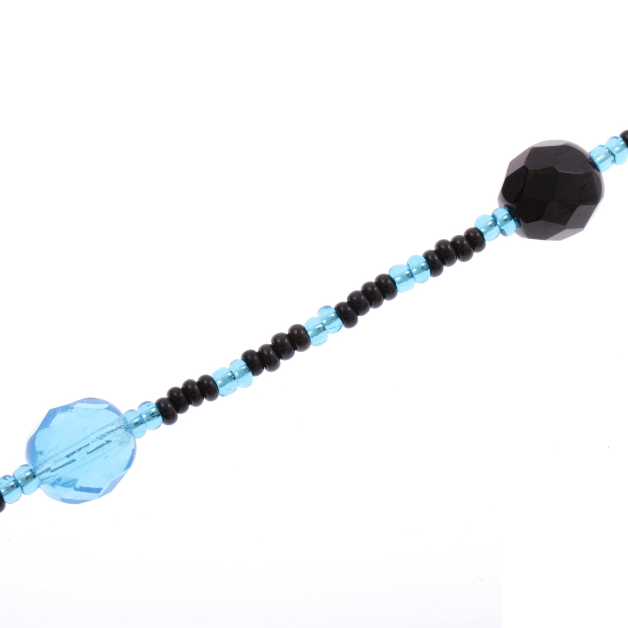 Pala Collier Blau mit blattförmigem Muranoglasanhänger, Blattsilber und abgestimmter Perlenkette