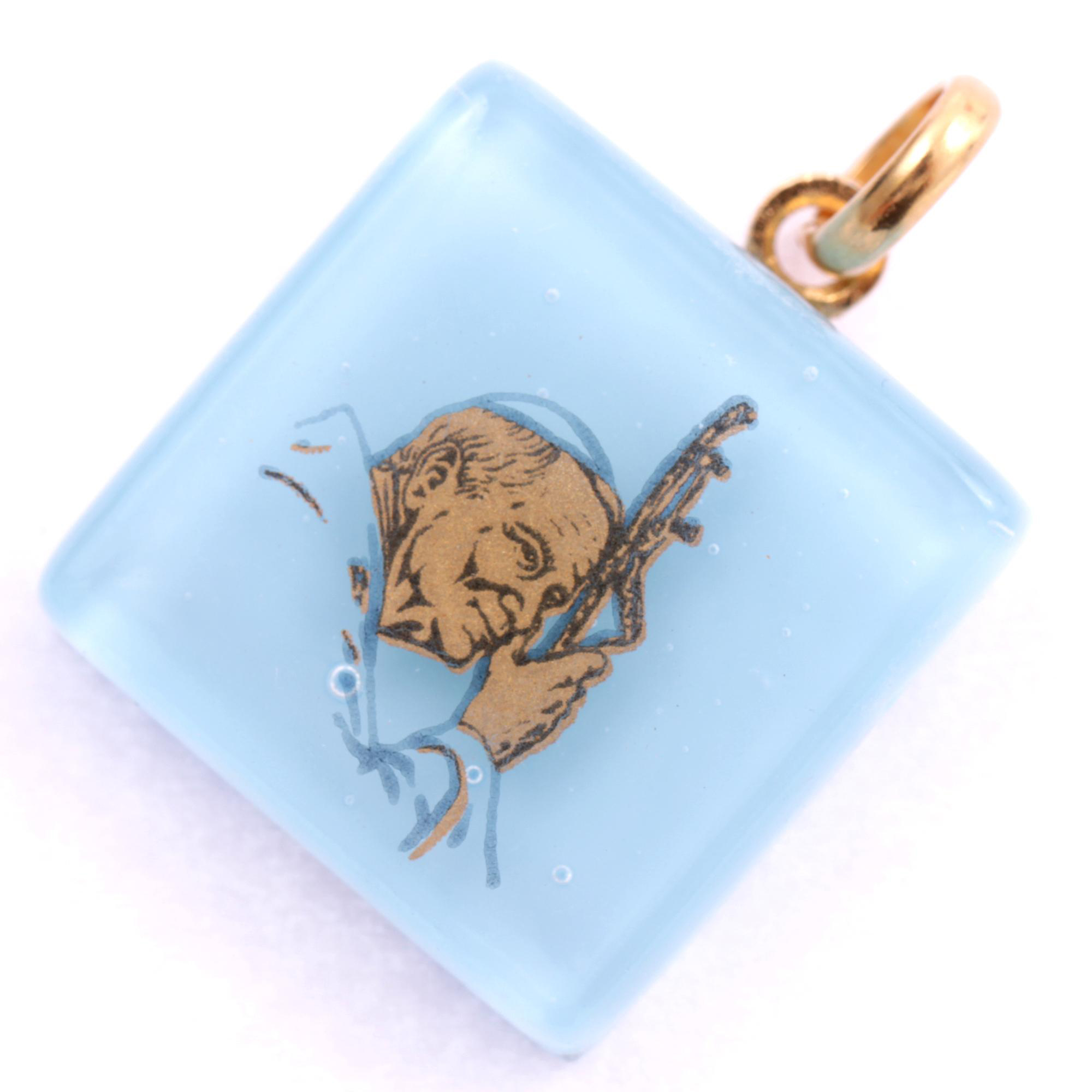 Exklusiver Papstanhänger aus Murano Glas "Papa II"-aquamarin Exklusiver Papstanhänger aus Murano Glas "Papa II"-aquamarin