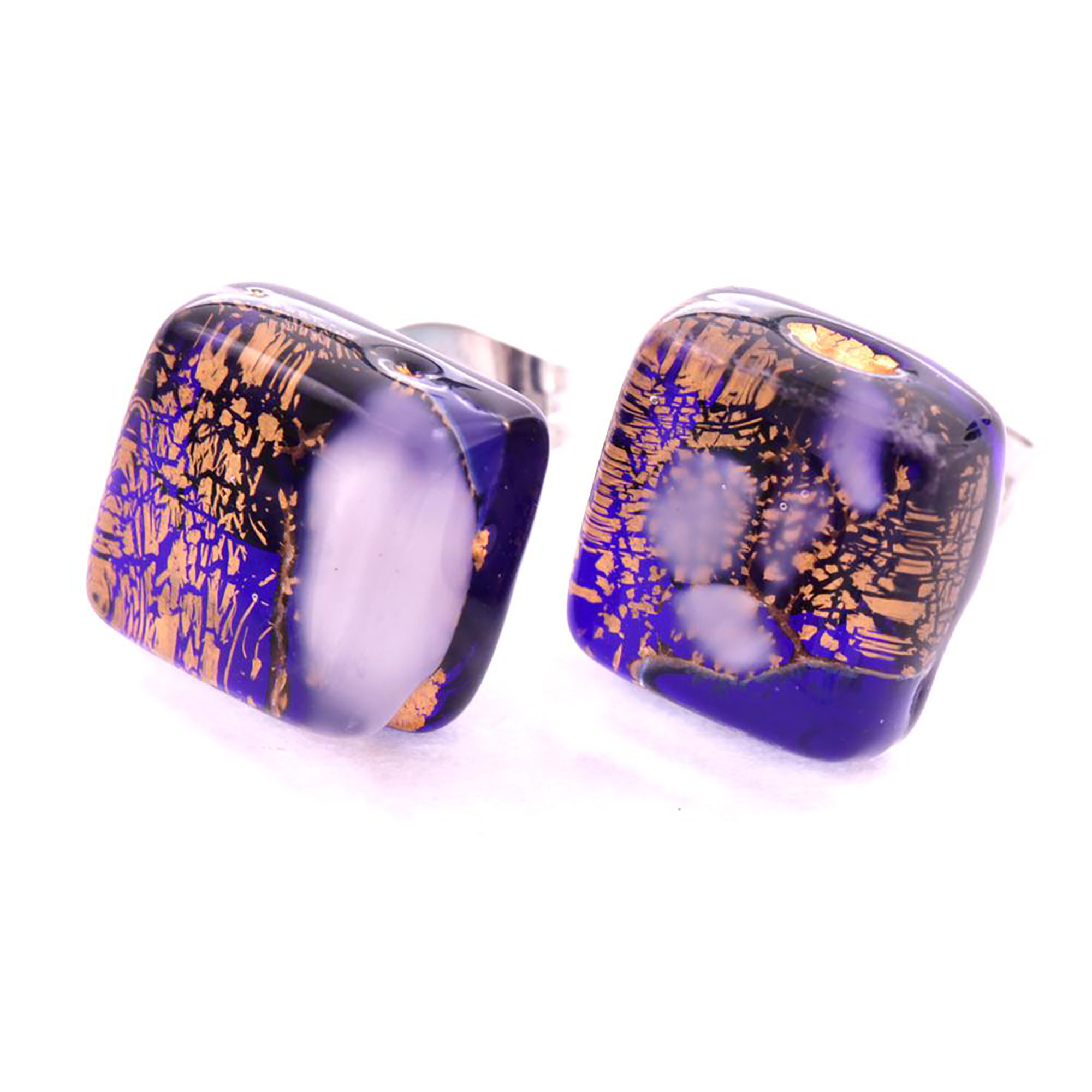 Ohrstecker Murano Glas "Jolanda" Ohrschmuck-blau-gold