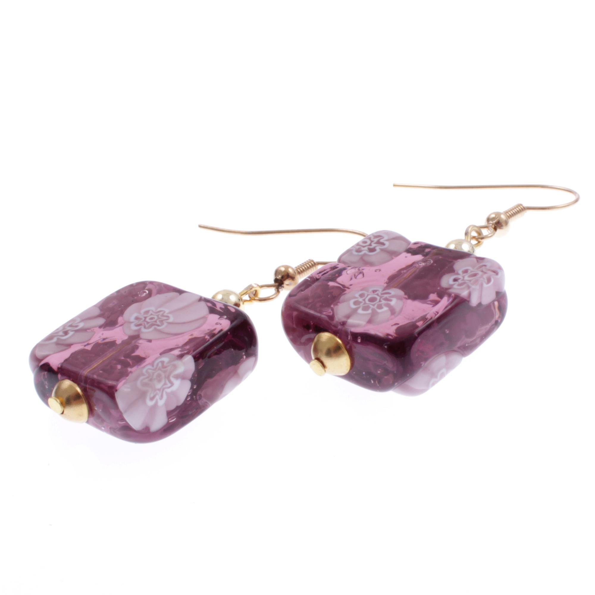 Ohrring Murano Glas "Melchior" Ohrschmuck-amethist-gold