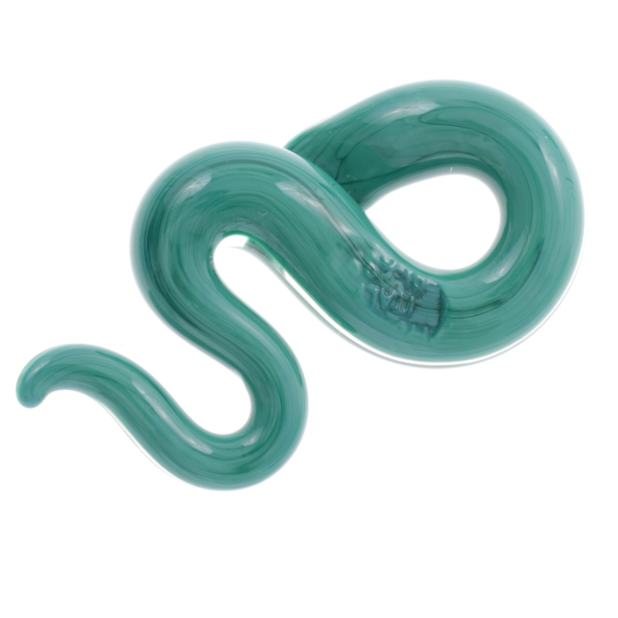 Edle Murano Glas Schlange Größe Medium "Coda Mezzo" Anhänger -grün-gold