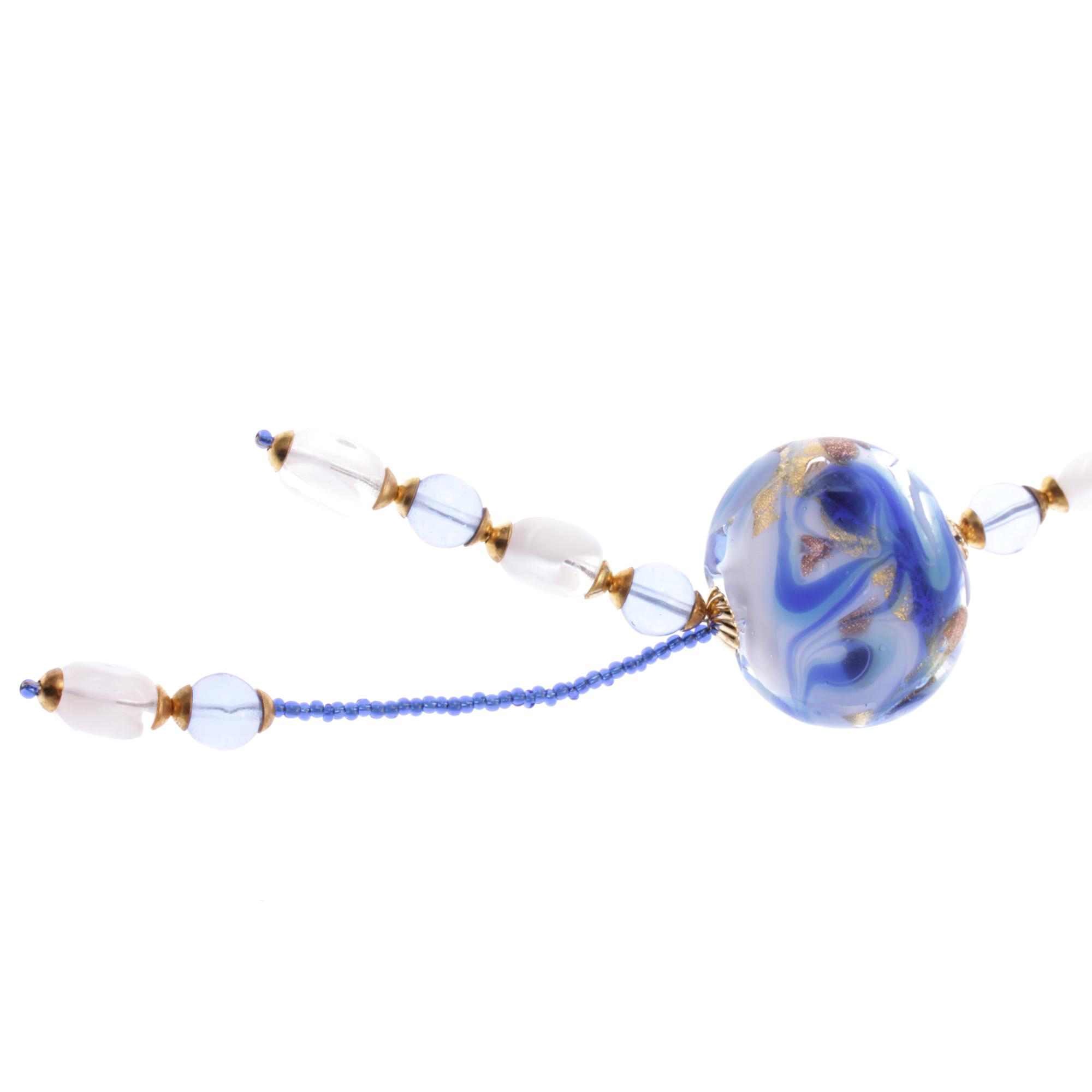 Y-Collier Murano Glas "Soave" Halskette -blau-gold