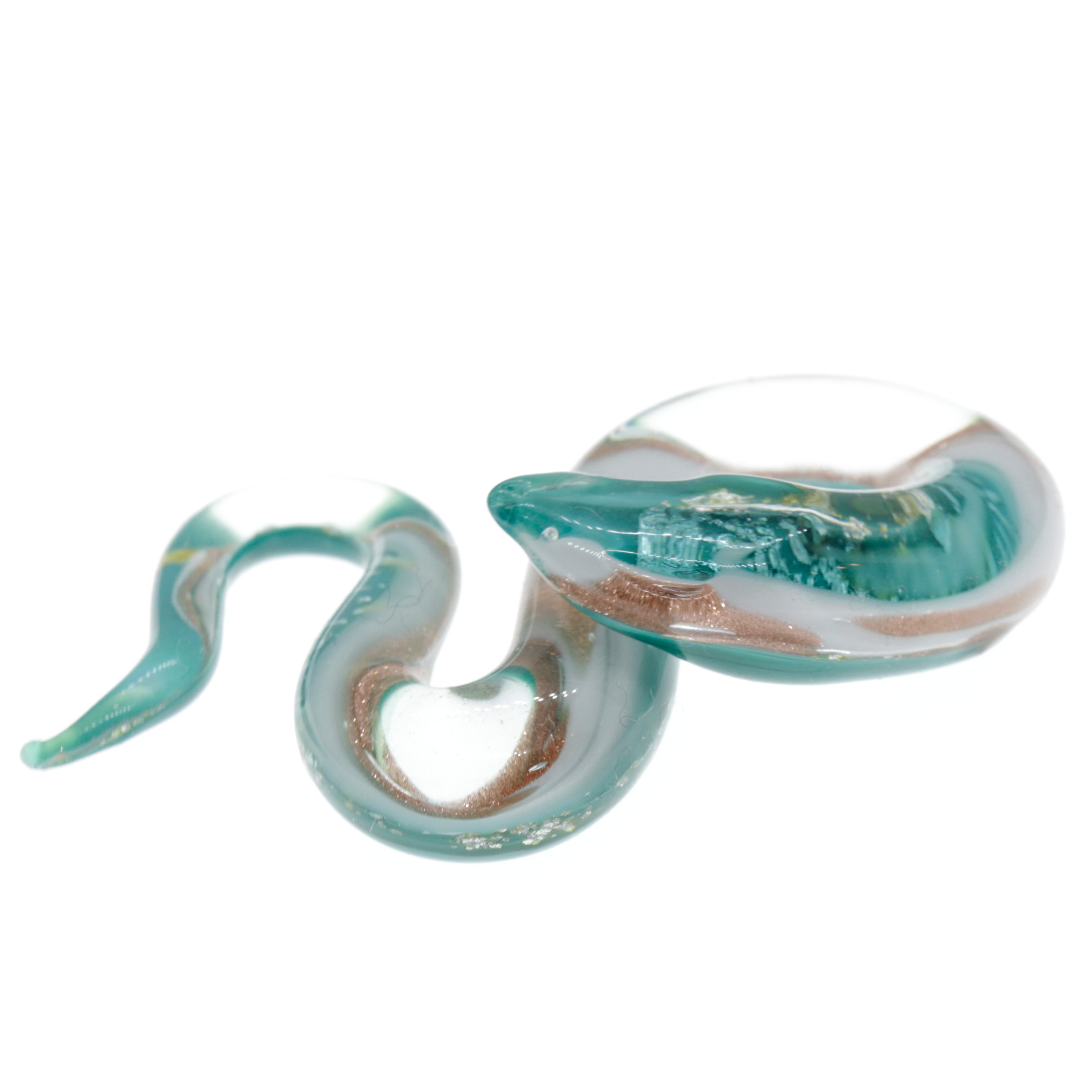 Coda Mezzo Muranoglas Anhänger Türkis/Silber; Muranoglas mit echtem Blattsilber und Kupfer; Metallöse auf Wunsch hypoallergen und hochwertig vergoldet oder versilbert