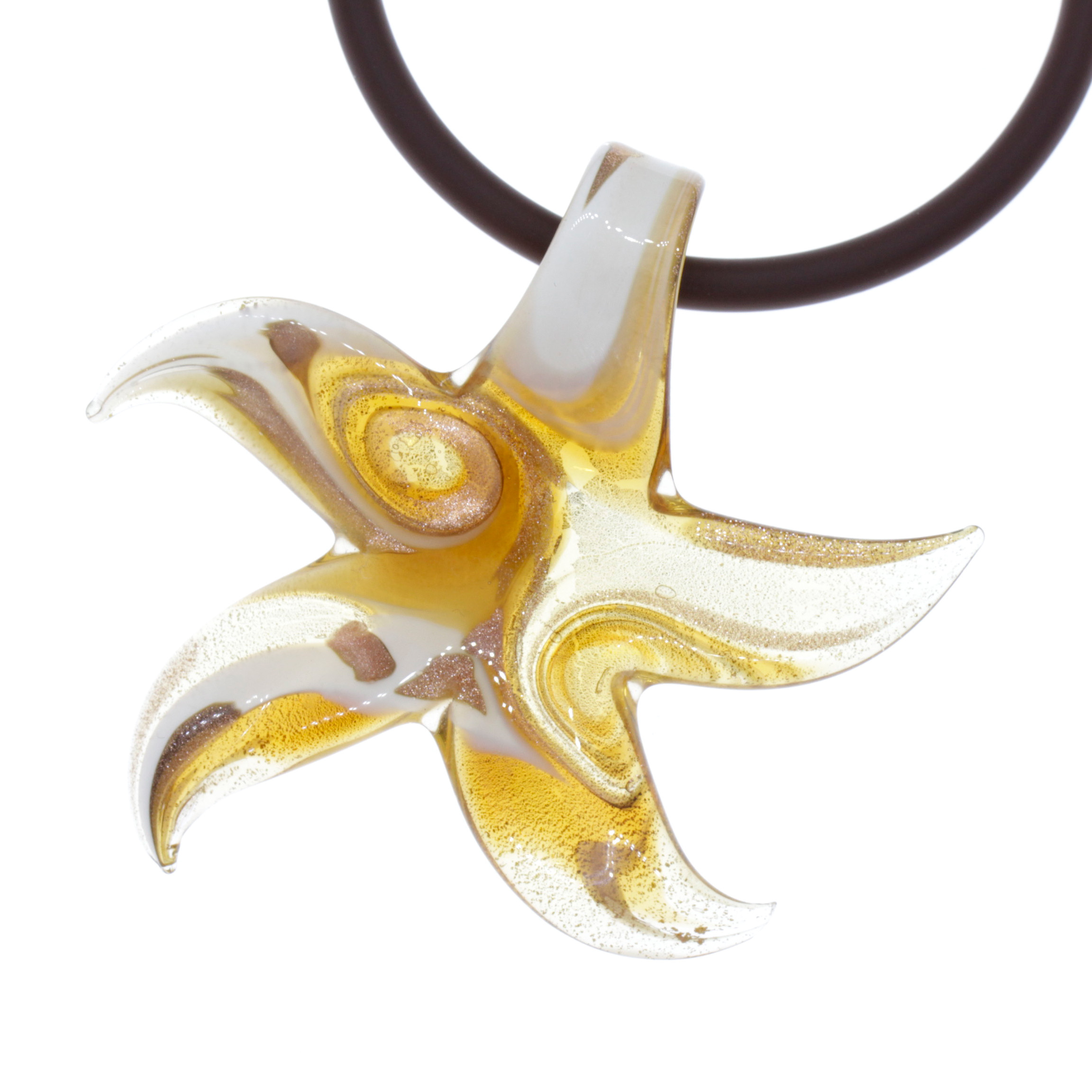 Murano Glas Seestern "Facella" Anhänger-amber-gold
