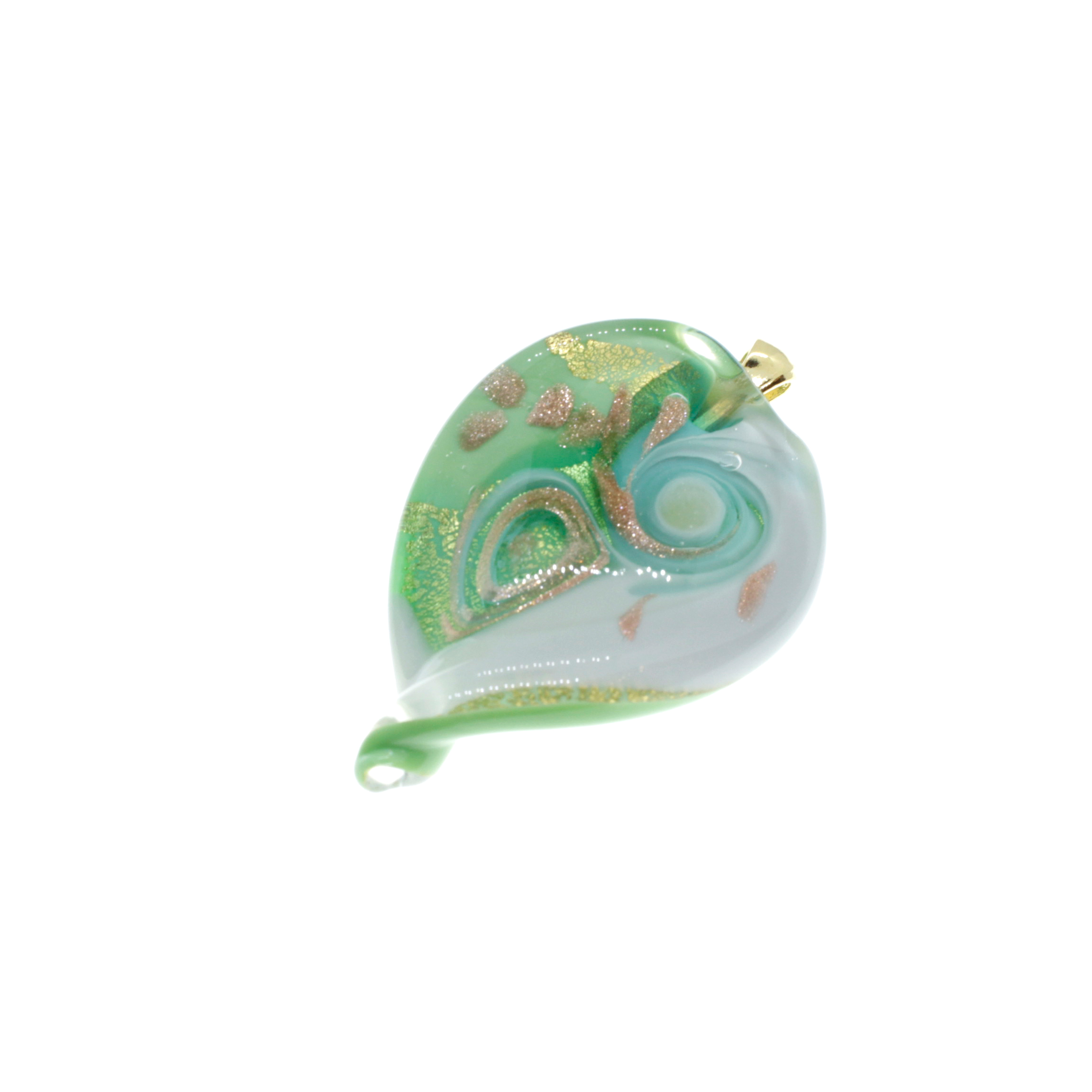 Originaler Murano Glas Anhänger "Christelle"  -grün-gold