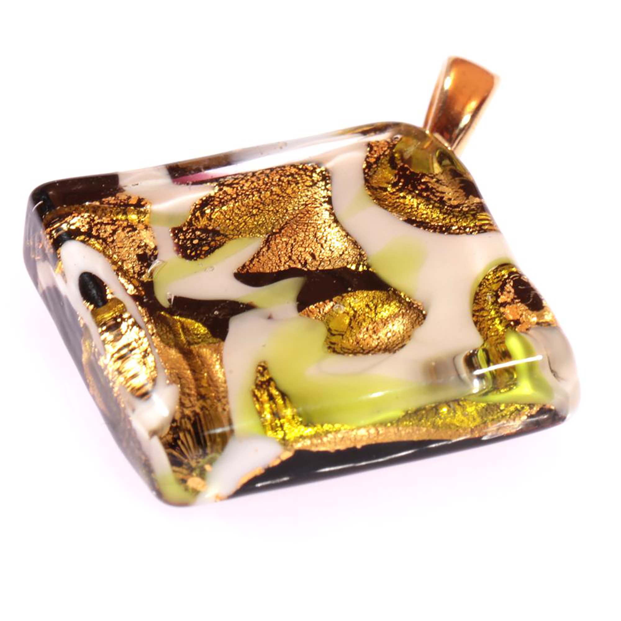 Muranoglas Anhänger "Celine"-grün-gold